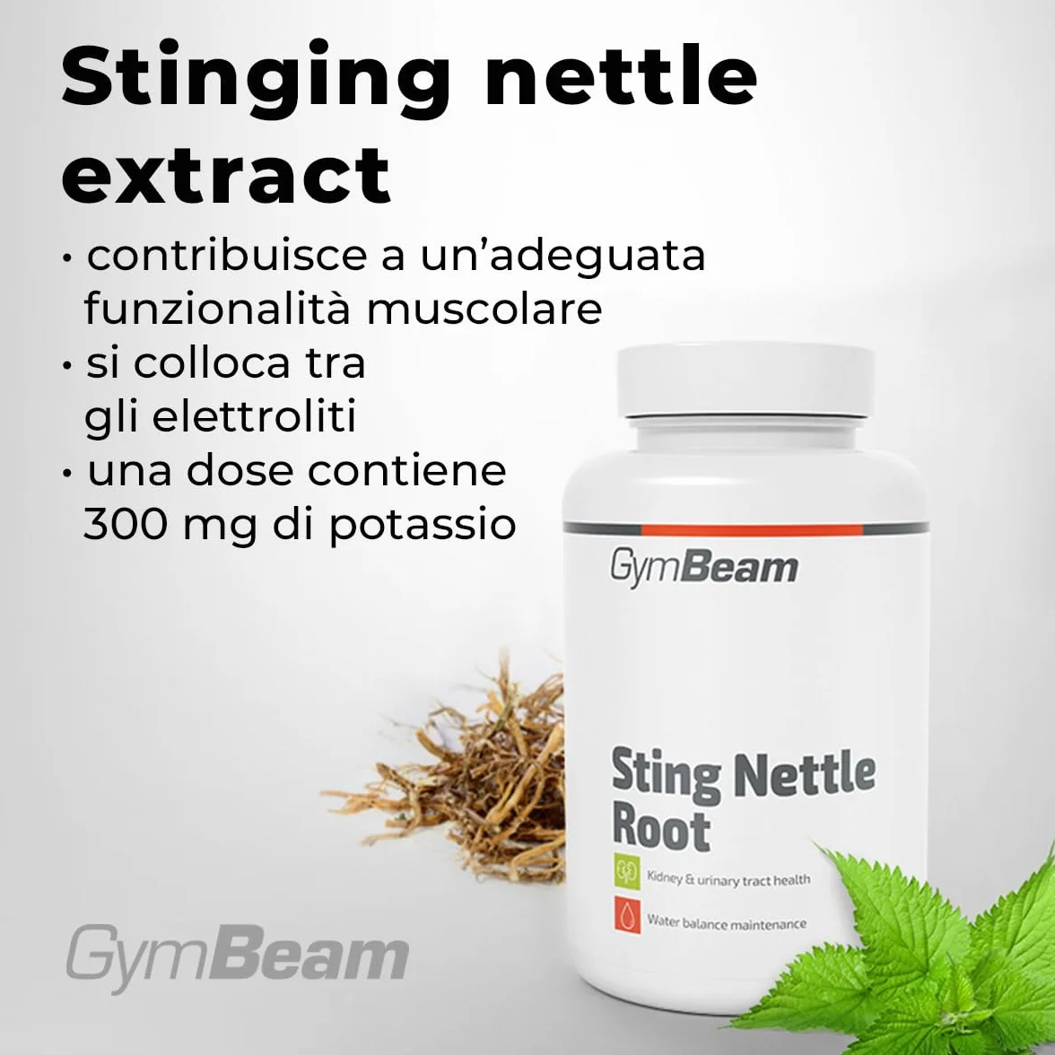 GymBeam Estratto di Radice di Ortica 90 cps 500 mg 10:1 Supporto Salute Muscolo-Scheletrica Cardiovascolare