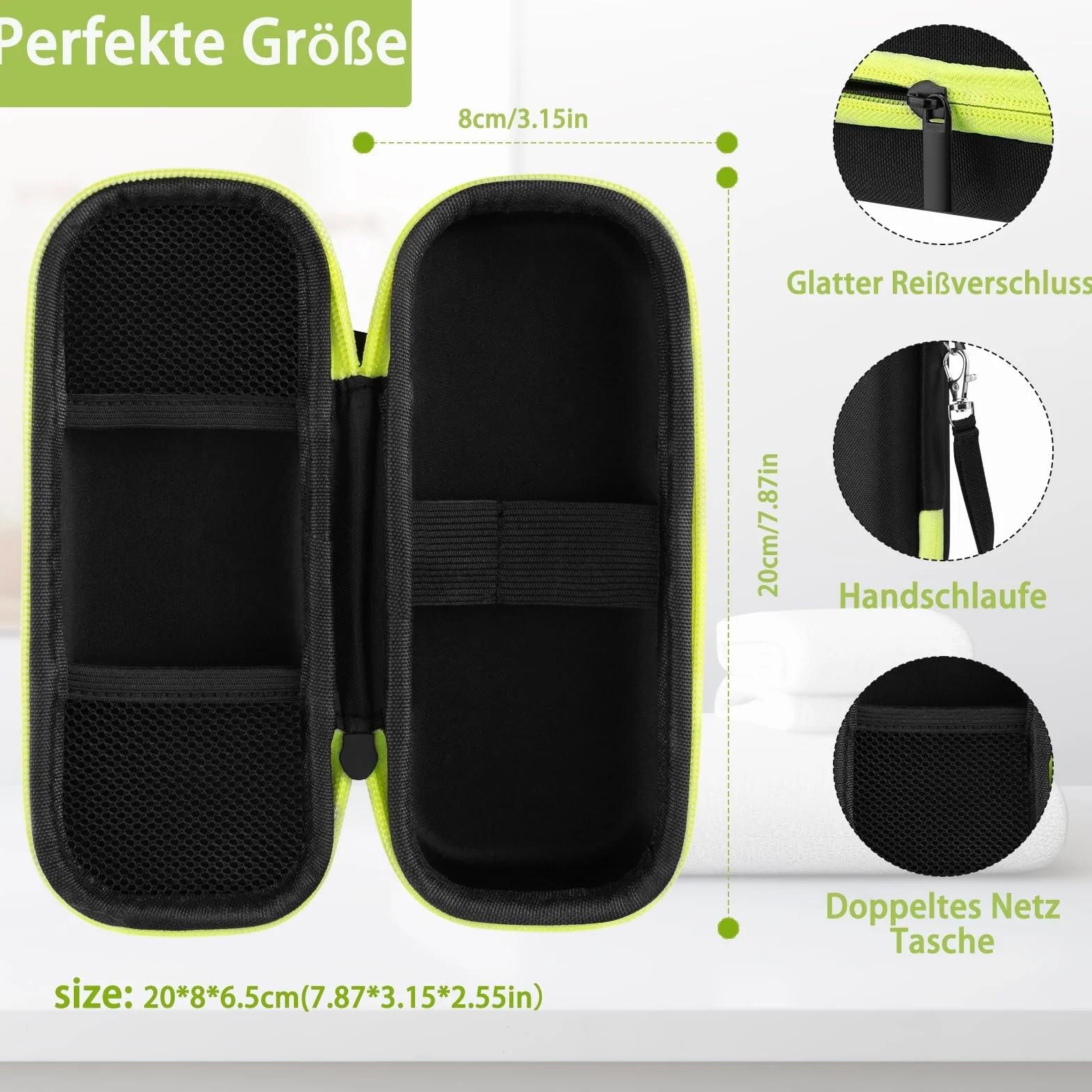 Guscio rigido da viaggio per Norelco Uomo Hybrid Trimmer e Rasoio Verde