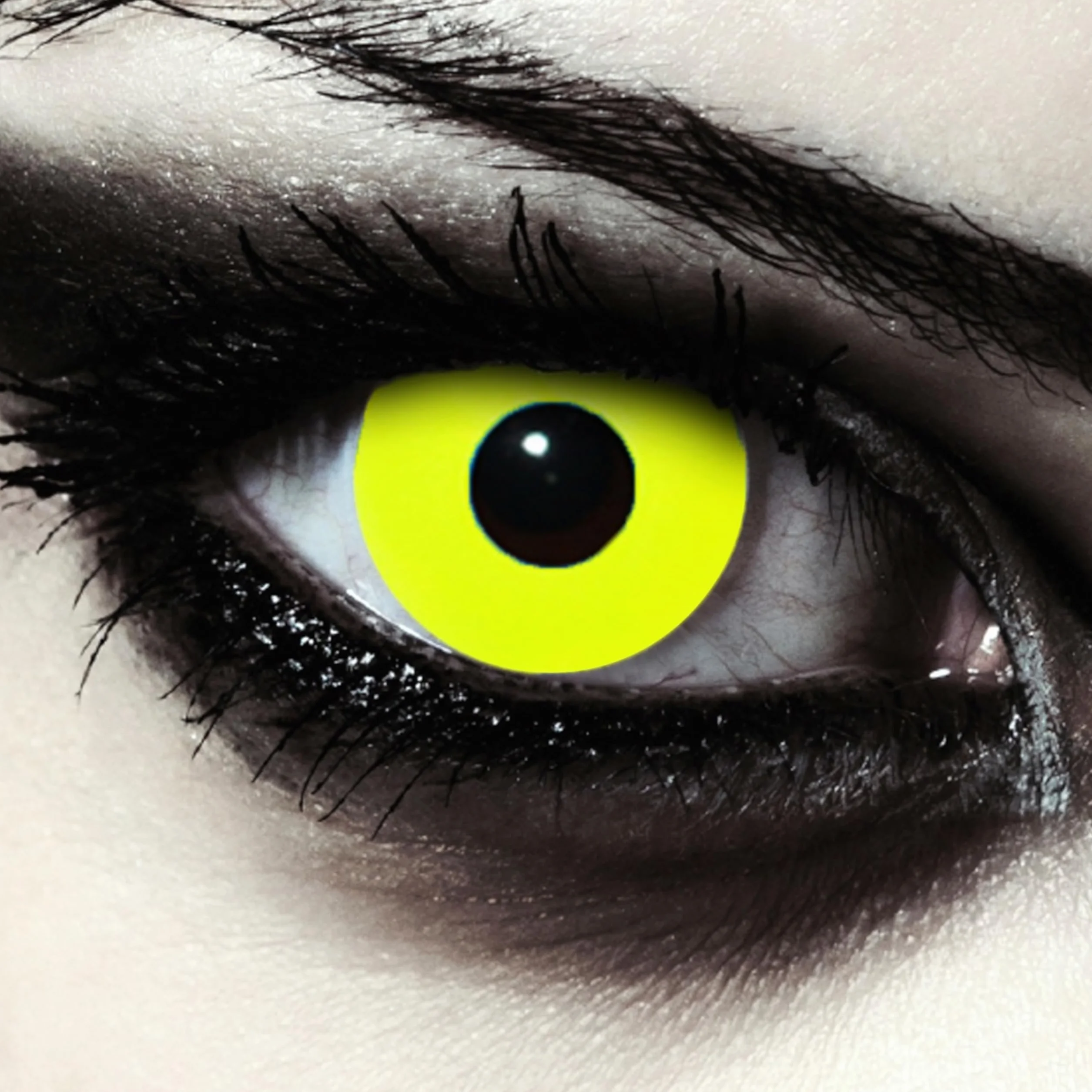 Lenti a contatto colorate gialle Halloween zombie senza gradazione 1 paio 2 pezzi + custodia Yellow Bigeye