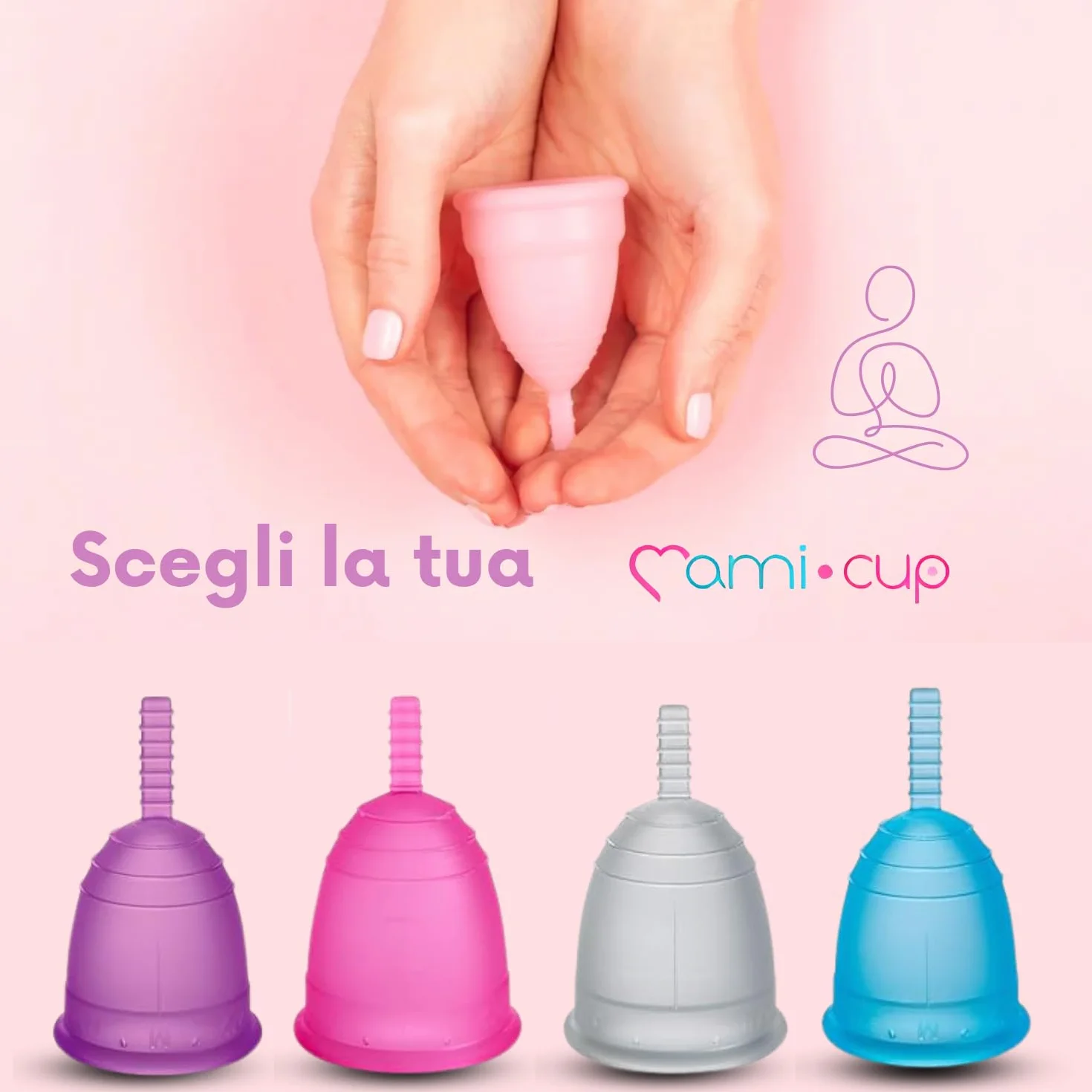 MamiCup Coppetta Mestruale in Silicone Medicale 100% Made in Italy, Morbida, Anallergica, Priva di Lattice e Ftalati, 2 Coppette Rosa, Taglie M+L