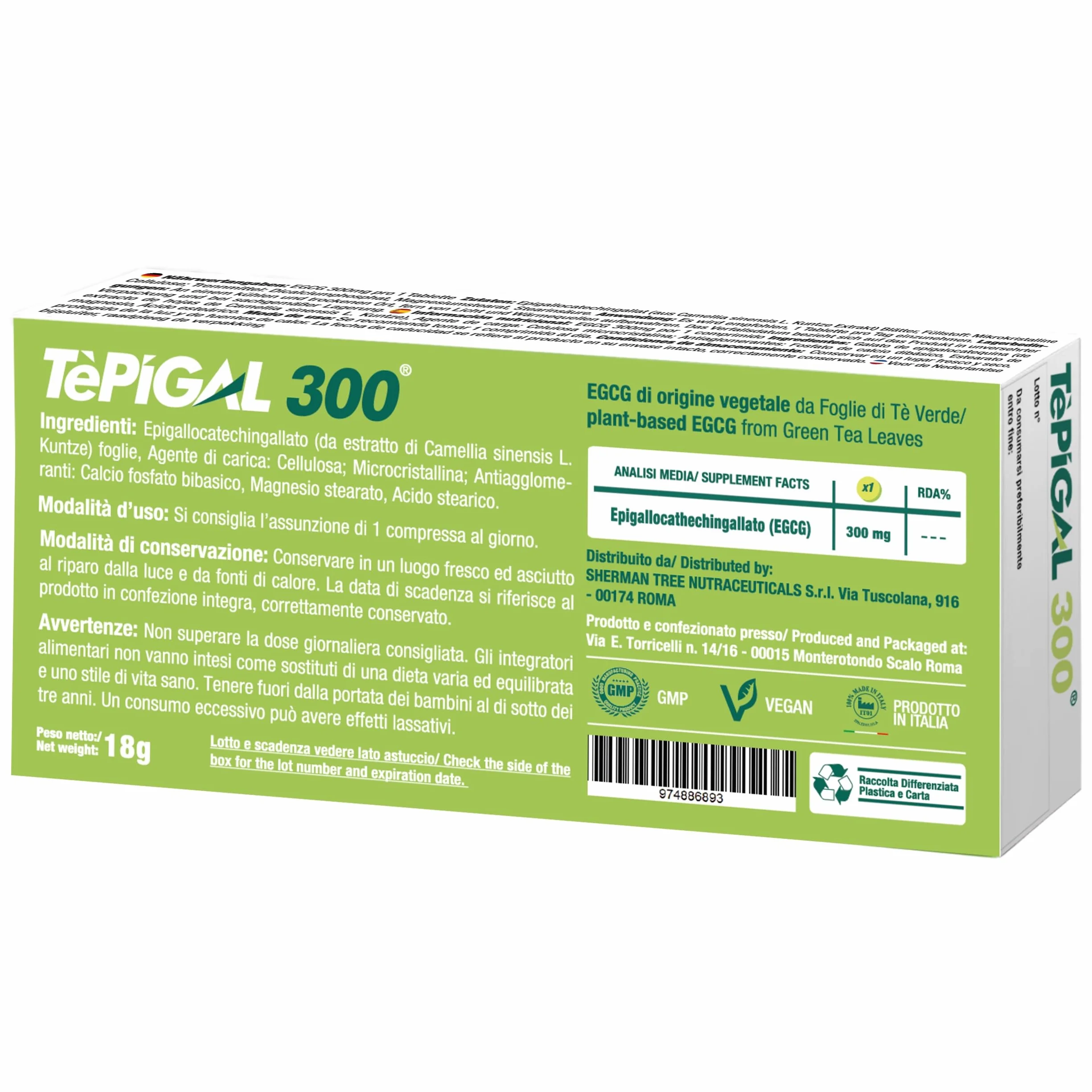 EGCG da tè verde ≥95% - Stimolante metabolico, blocca-fame, energizzante