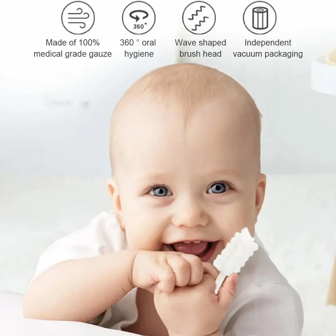 30PCS Baby Lingua Cleaner, Baby Mouth Cleaner Neonato Lingua Cleaning, Usa e Getta, Garza Gomma Cura Dentale per Bambini 0-36 Mesi