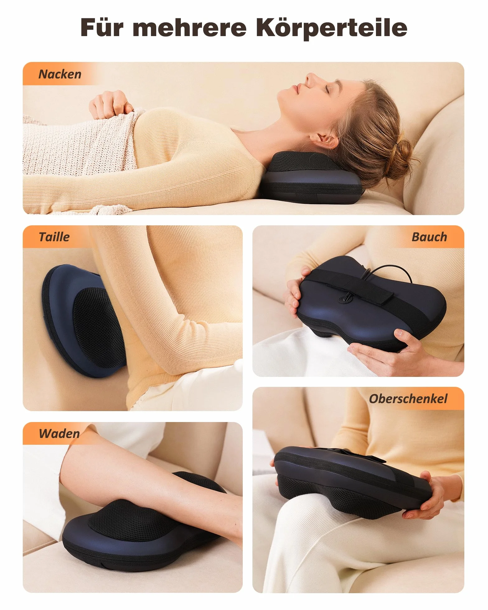 KNQZE Massaggiatore per collo con funzione di calore, massaggiatore Shiatsu con testine massaggianti rotanti 3D, cuscino massaggiante per collo, spalle e schiena, massaggiatore per la schiena, per