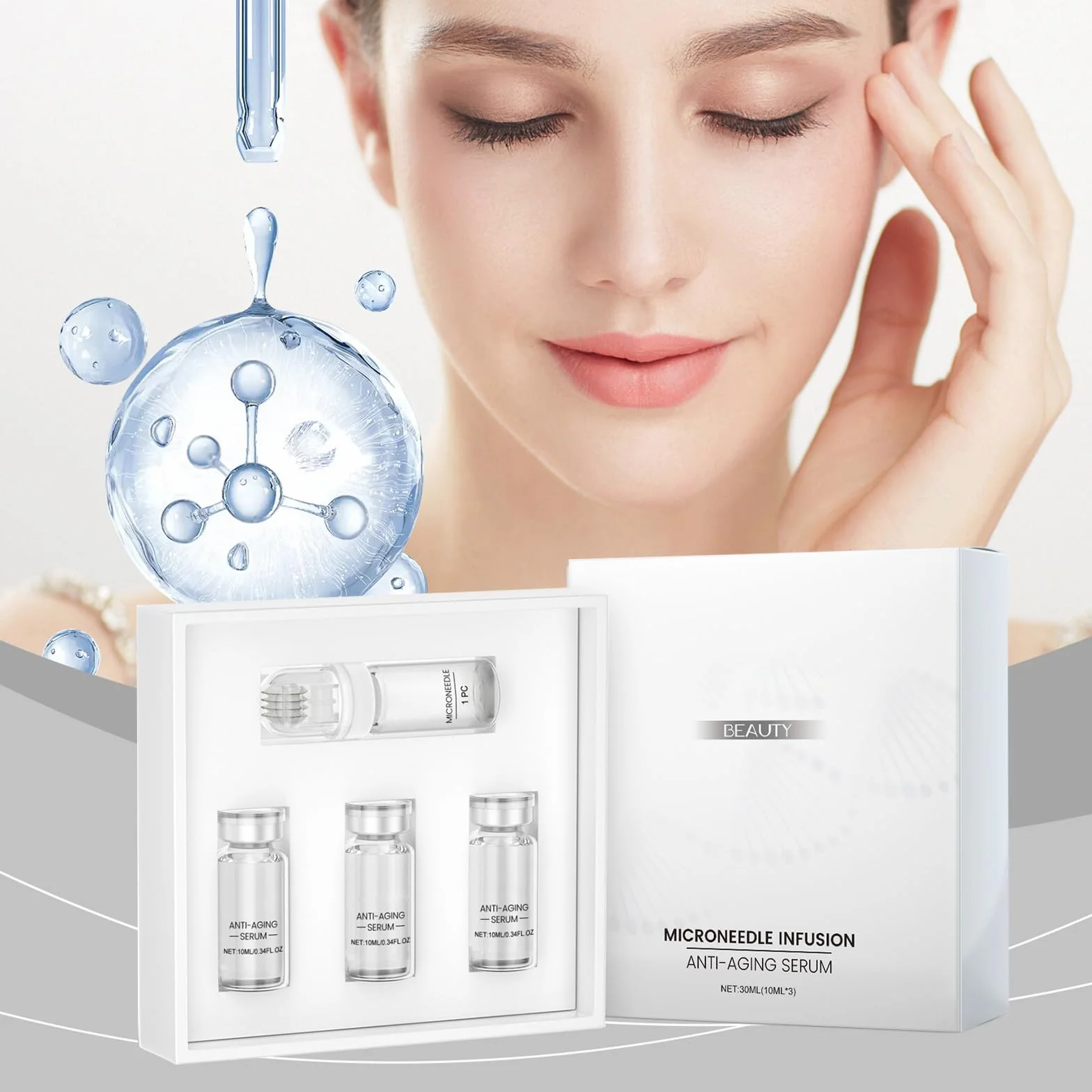Set microinfusioni acido ialuronico anti-rughe per viso e labbra