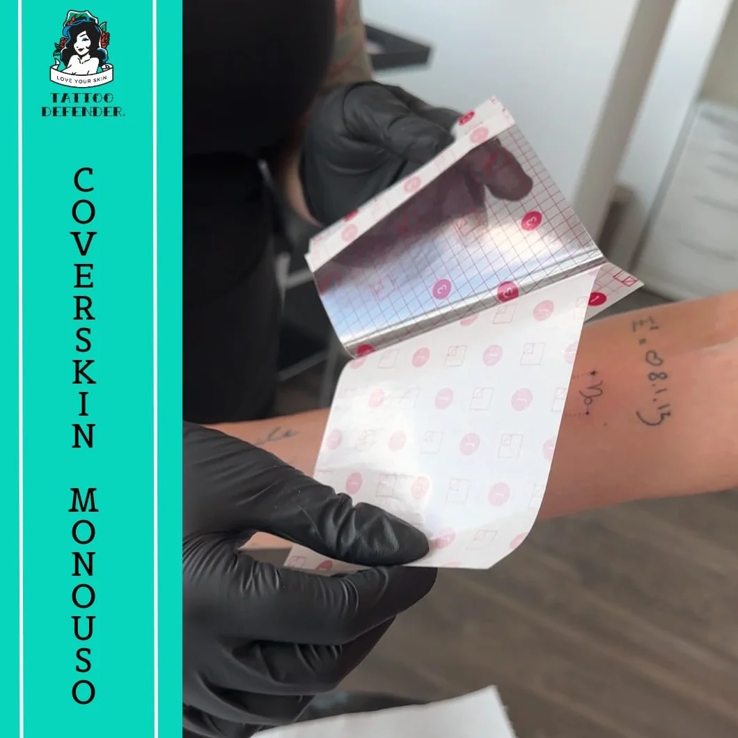 Tattoo Defender - CoverSkin Fogli - 4 Fogli Di Pellicola In Poliuretano - Pellicola Protettiva Per La Cura Dei Tatuaggi - Traspirante Ed Idrorepellente - Marchiato CE