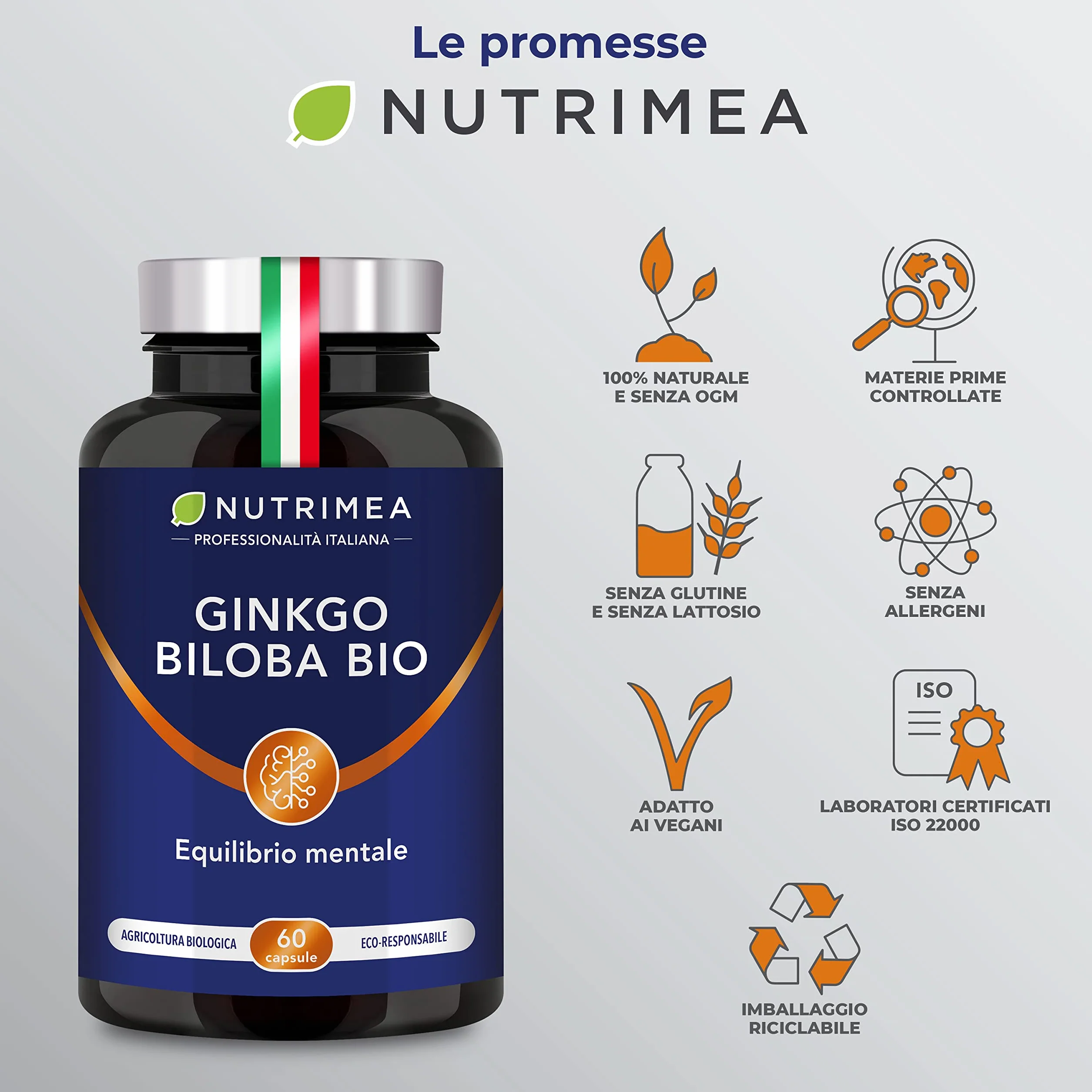 Ginkgo Biloba Biologico | Integratore per Memoria e Concentrazione | Aumenta le Prestazioni Cerebrali | Con Salvia Biologica