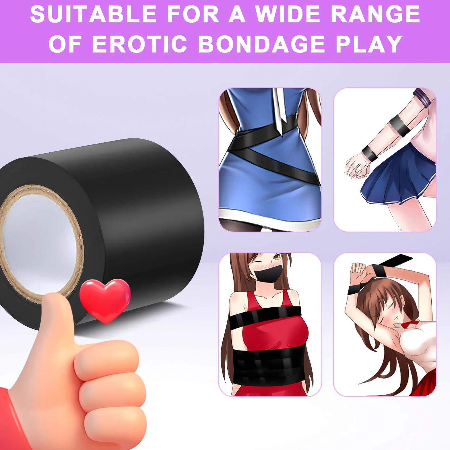 Qoosea Nastro di Vincolo BDSM Cinghia in PVC Statico Riutilizzabile per Coppie Lunghezza 52.49 Piedi Ideale per Giochi Sensuali e Avventure di Bondage(2 Pezzi)