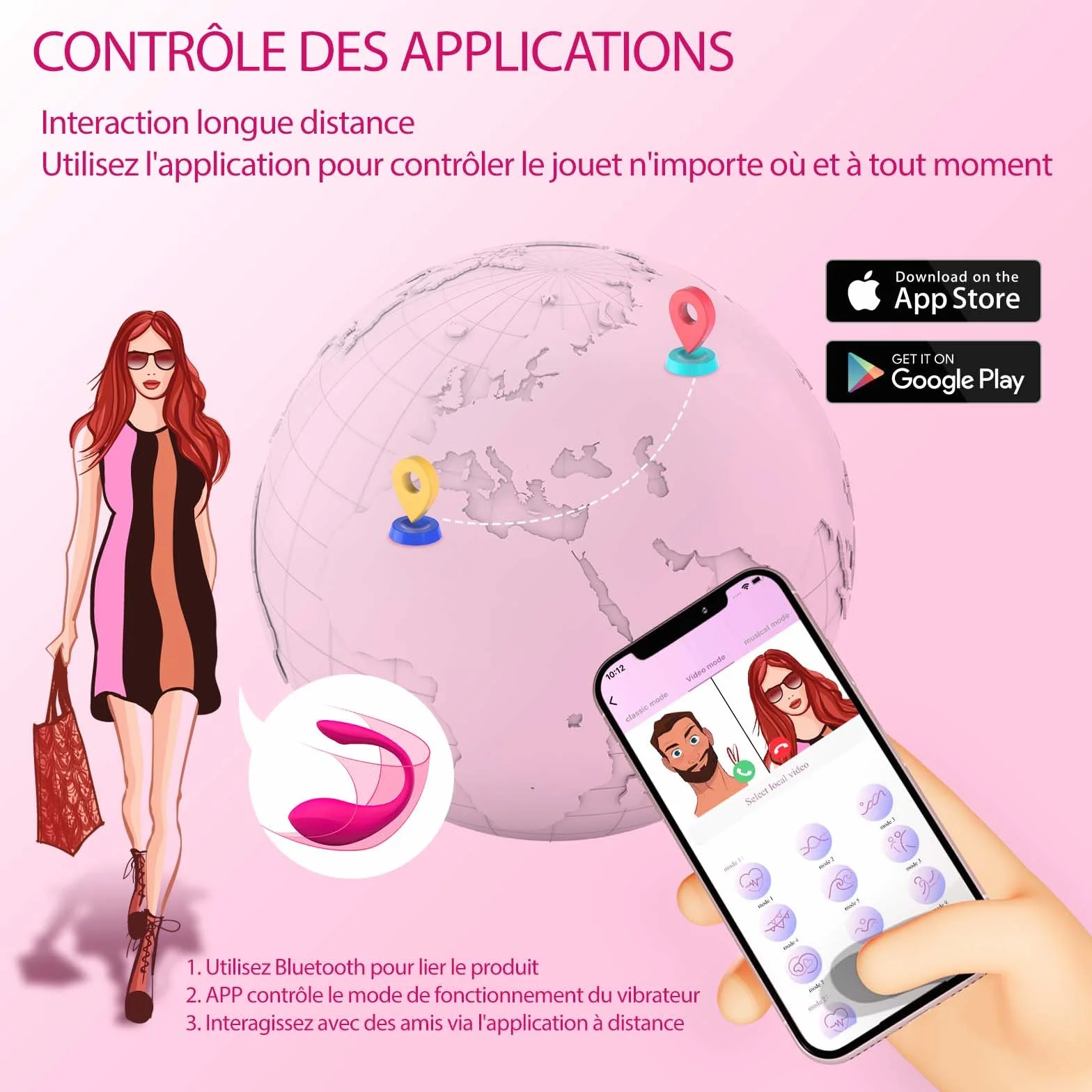 Vibratoreper Donna Wireless Uovo Vibrante Telecomandato Sex toys, App Ovetto Vibrante Donna Vibratori Portatili Stimolatore Clitoride Femminile Bullet G Spot Toys Sessuali per Mutandine Vibranti