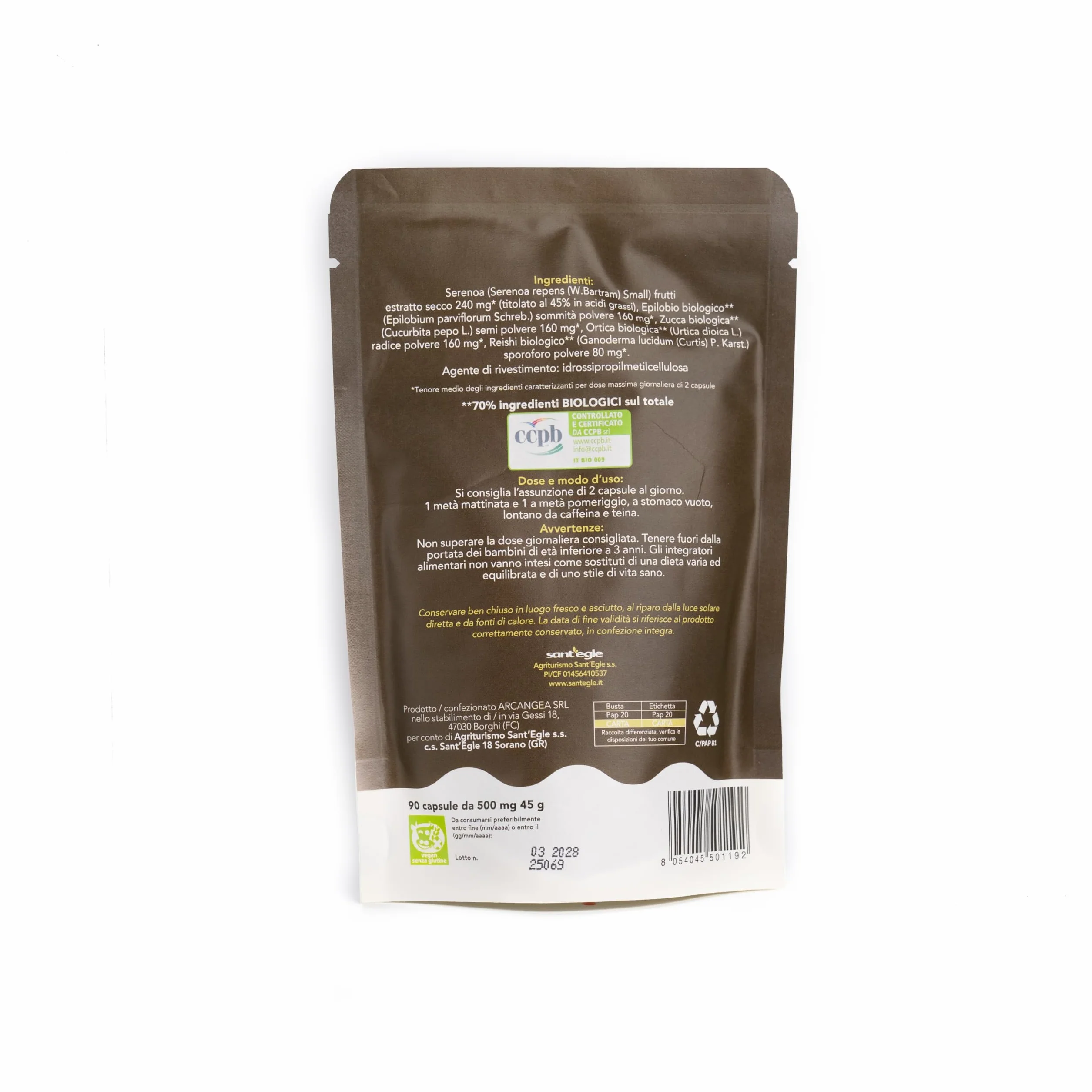Sant'Egle Prostata Felice Integratore Biologico 90 capsule