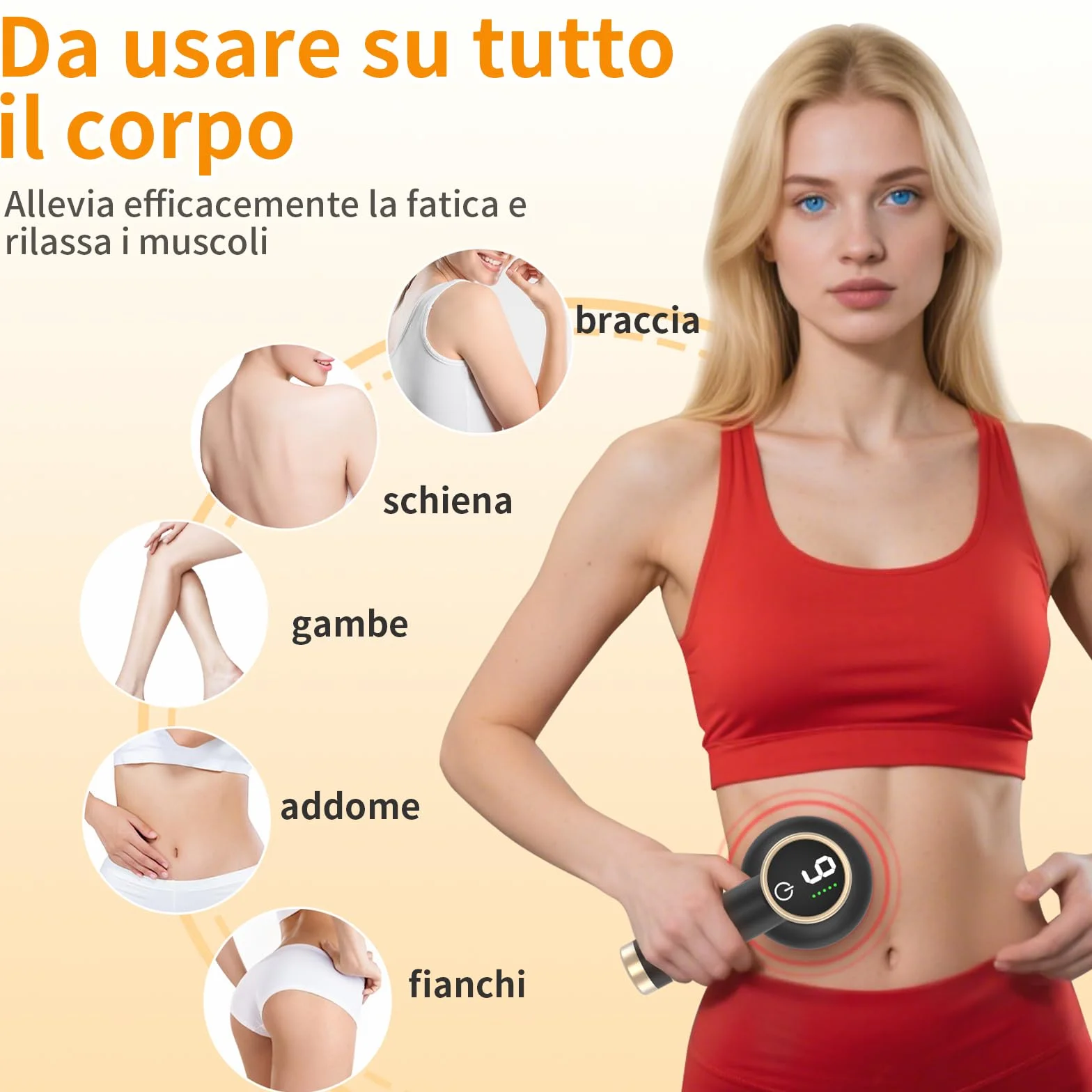 Massaggiatore Elettrico Anti-cellulite Senza Fili Nero, 9 Velocità e 8 Testine, Apparecchio Snellente Avanzato per Corpo e Braccia