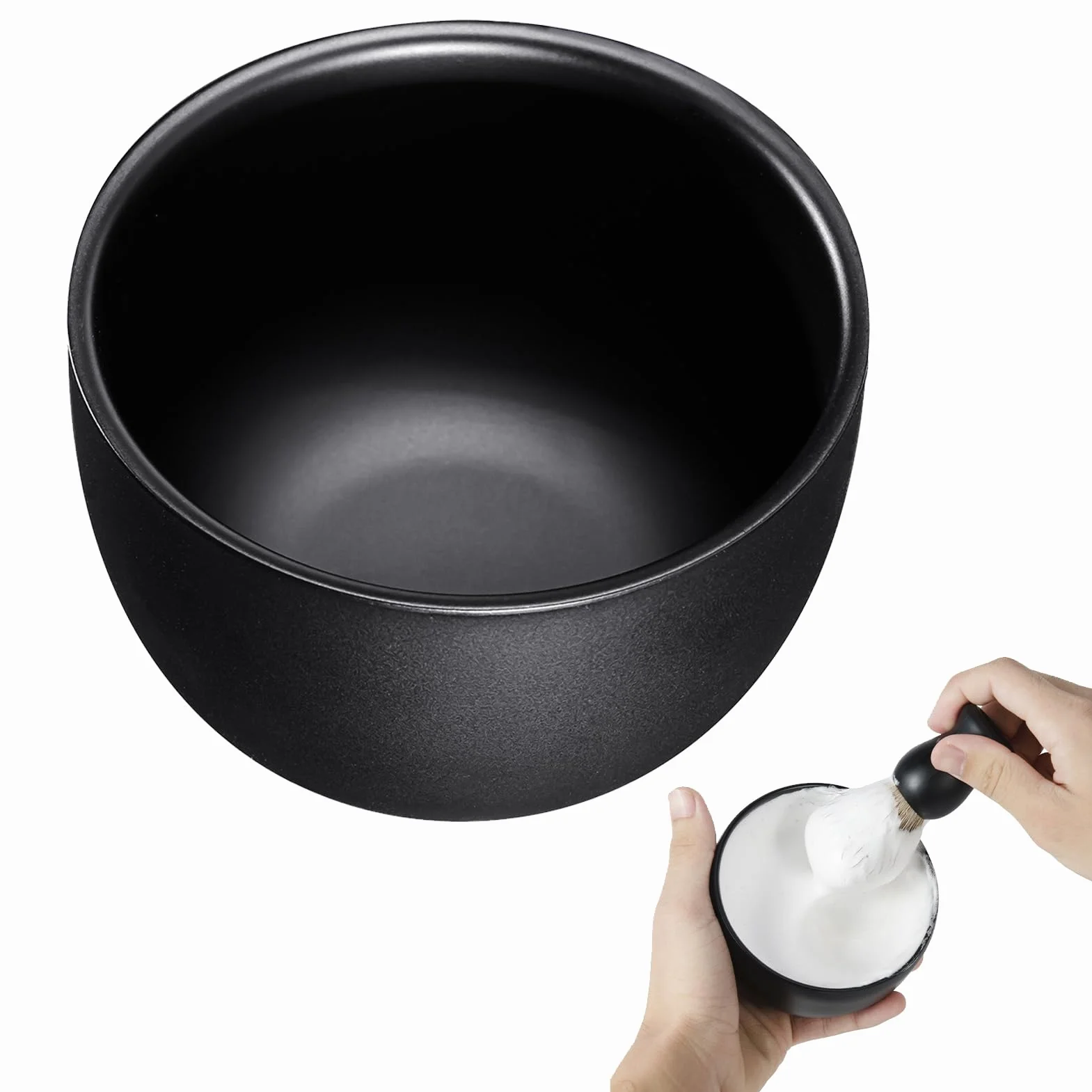 Ciotola per rasatura, acciaio inox, nero, classica, 5,6 x 8 cm, per rasatura a umido