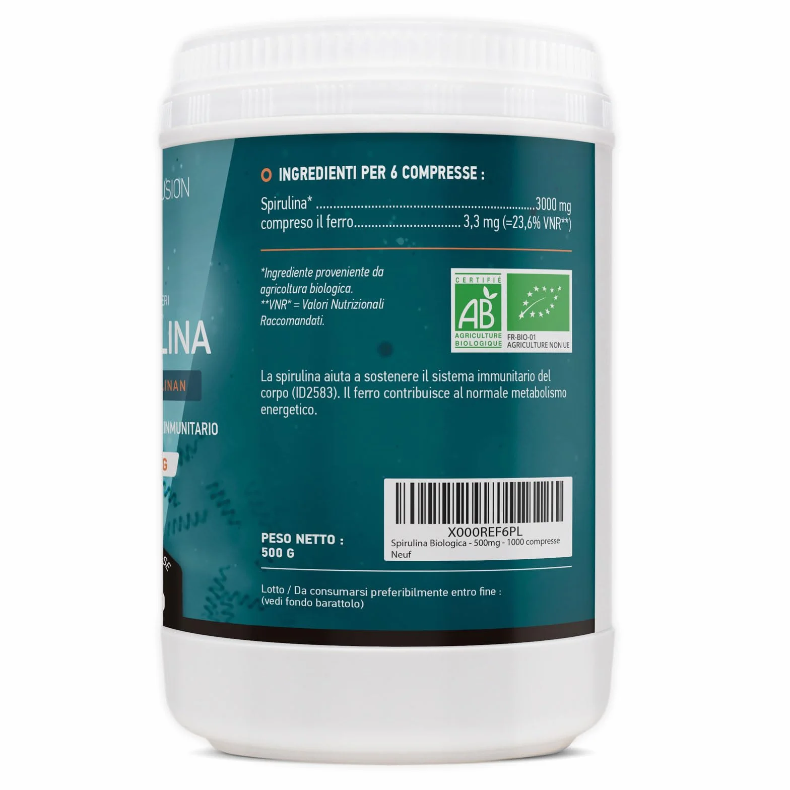 GPH Diffusion Spirulina Biologica 500mg 1000 compresse