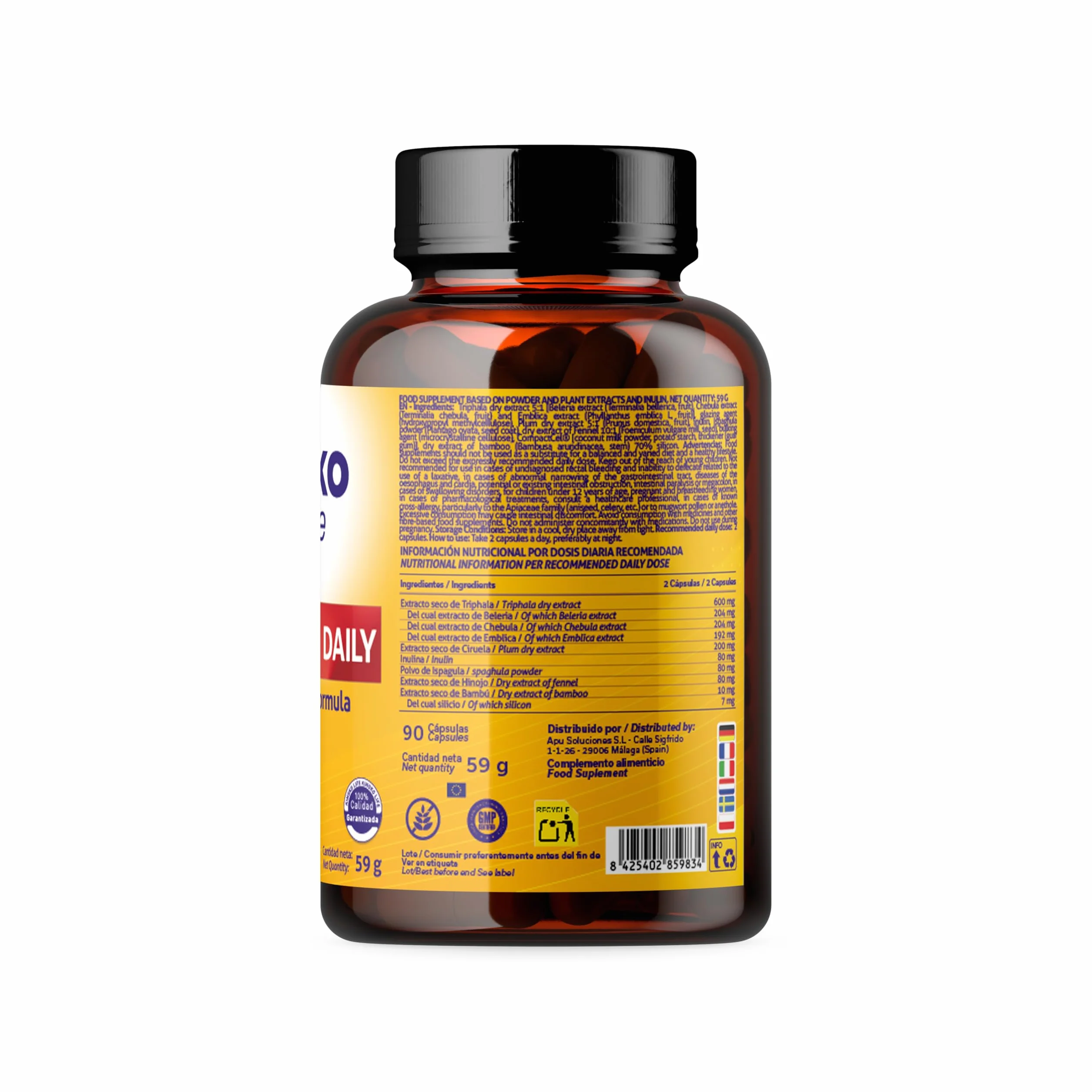 MaXX COLON DAILY – Lassativo Naturale e Sollievo dalla Stitichezza | Triphala + Psyllium (Fibre Prebiotiche) | Regolarità, Transito Intestinale e Riduzione dei Gas (90 Capsule)