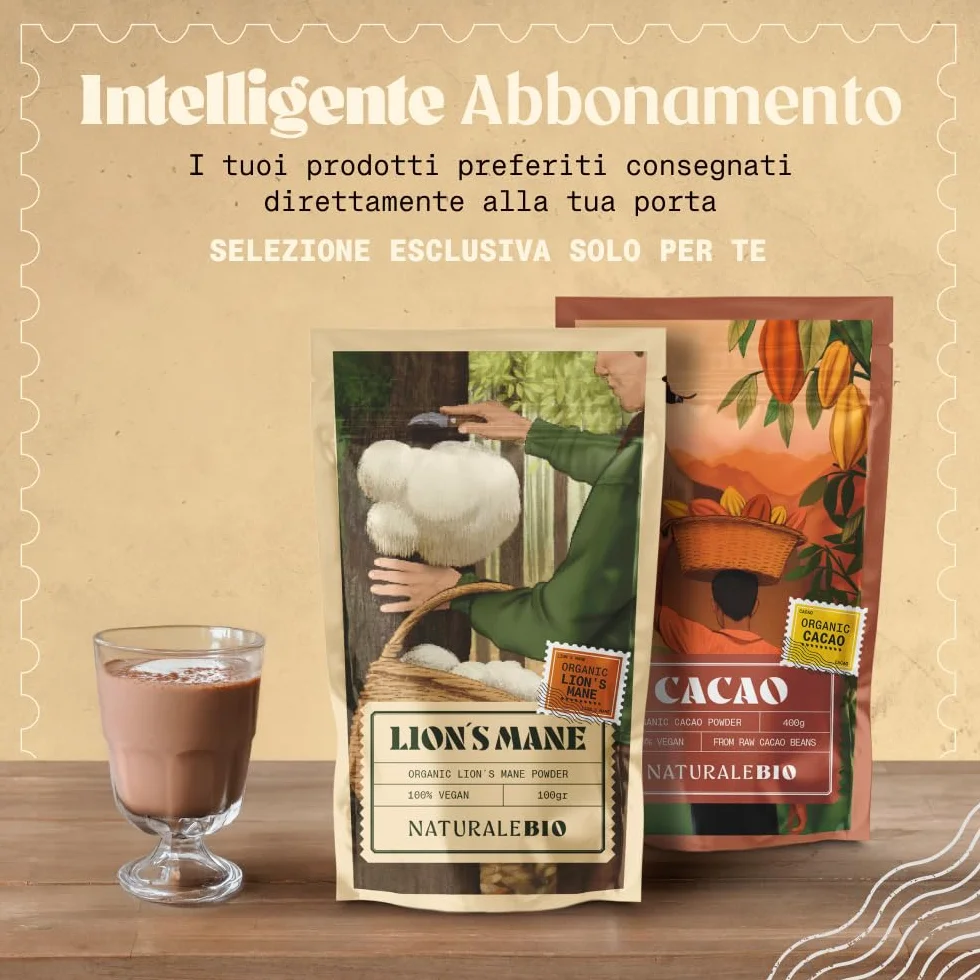 NaturaleBio Criniera di Leone in Polvere 200g | Biologica, Vegana, Senza Glutine, Non OGM | Supporta Funzioni Cognitive, Intestino e Sistema Immunitario | Facile da Assumere