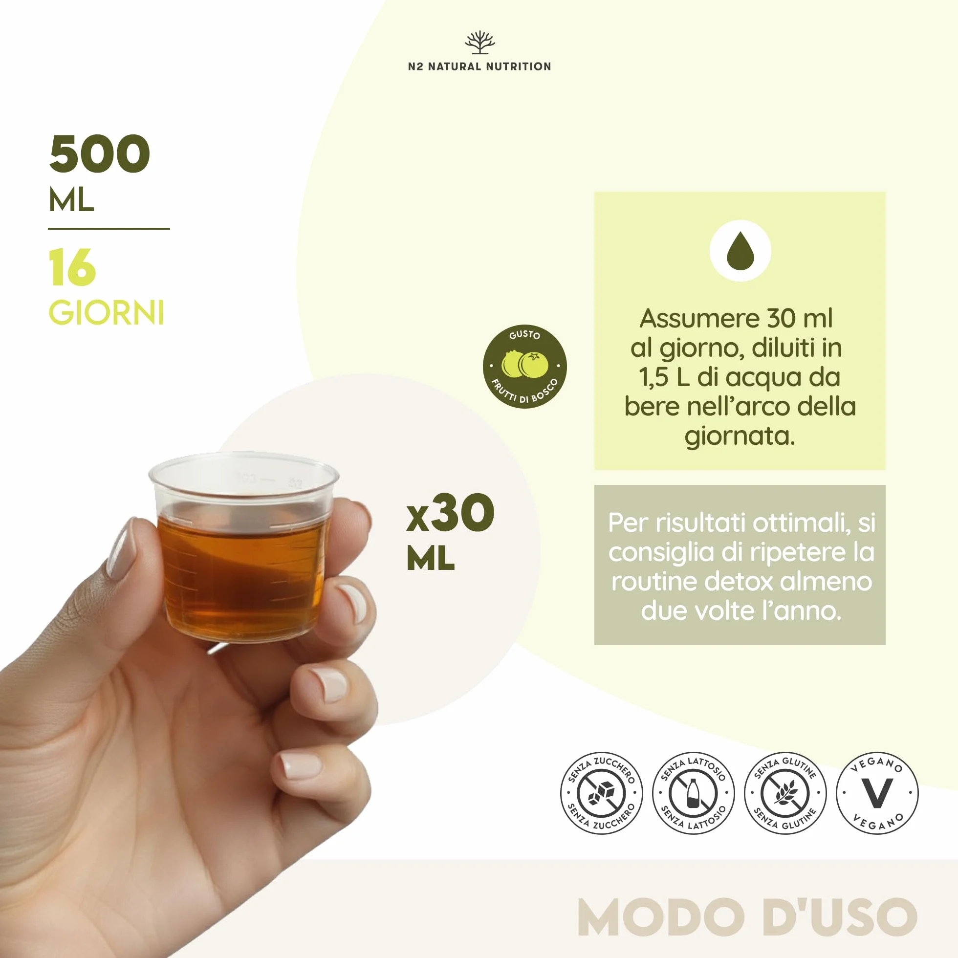N2 Natural Nutrition DETOX Formula Liquida Tè Verde 500 ml