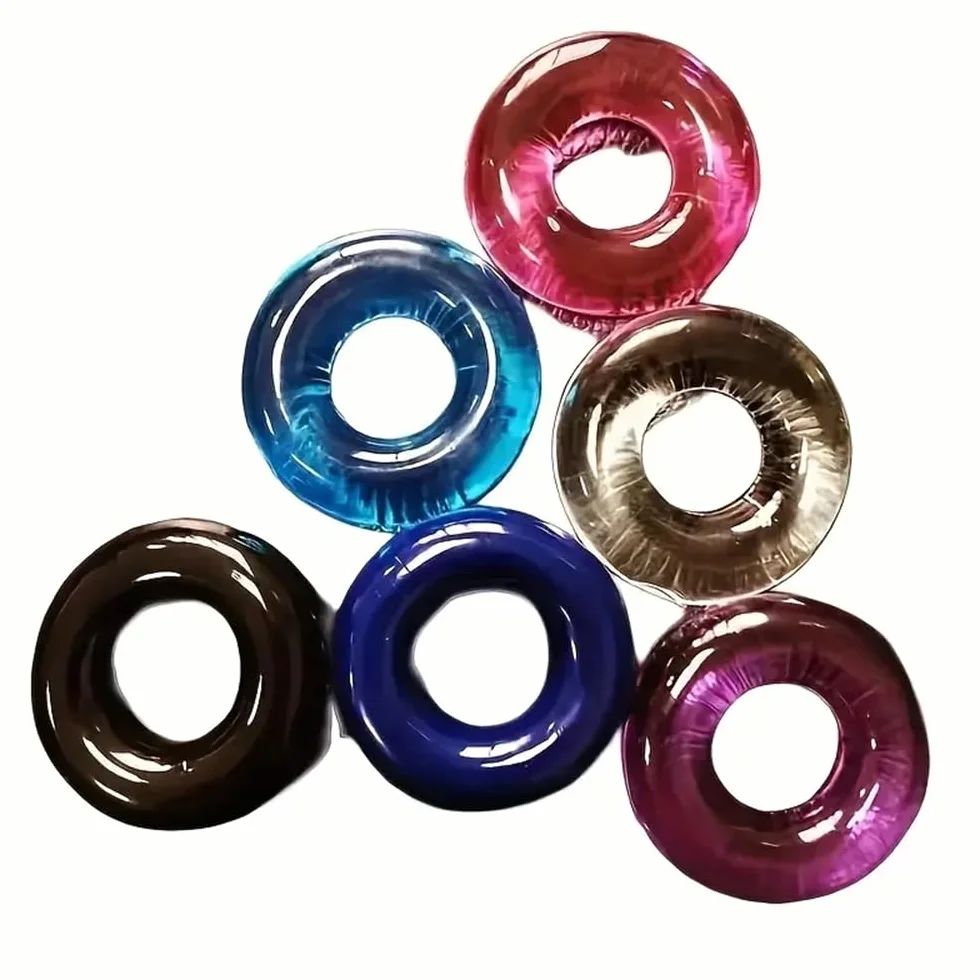 6 pezzi di anelli in silicone nero morbido e super elastico