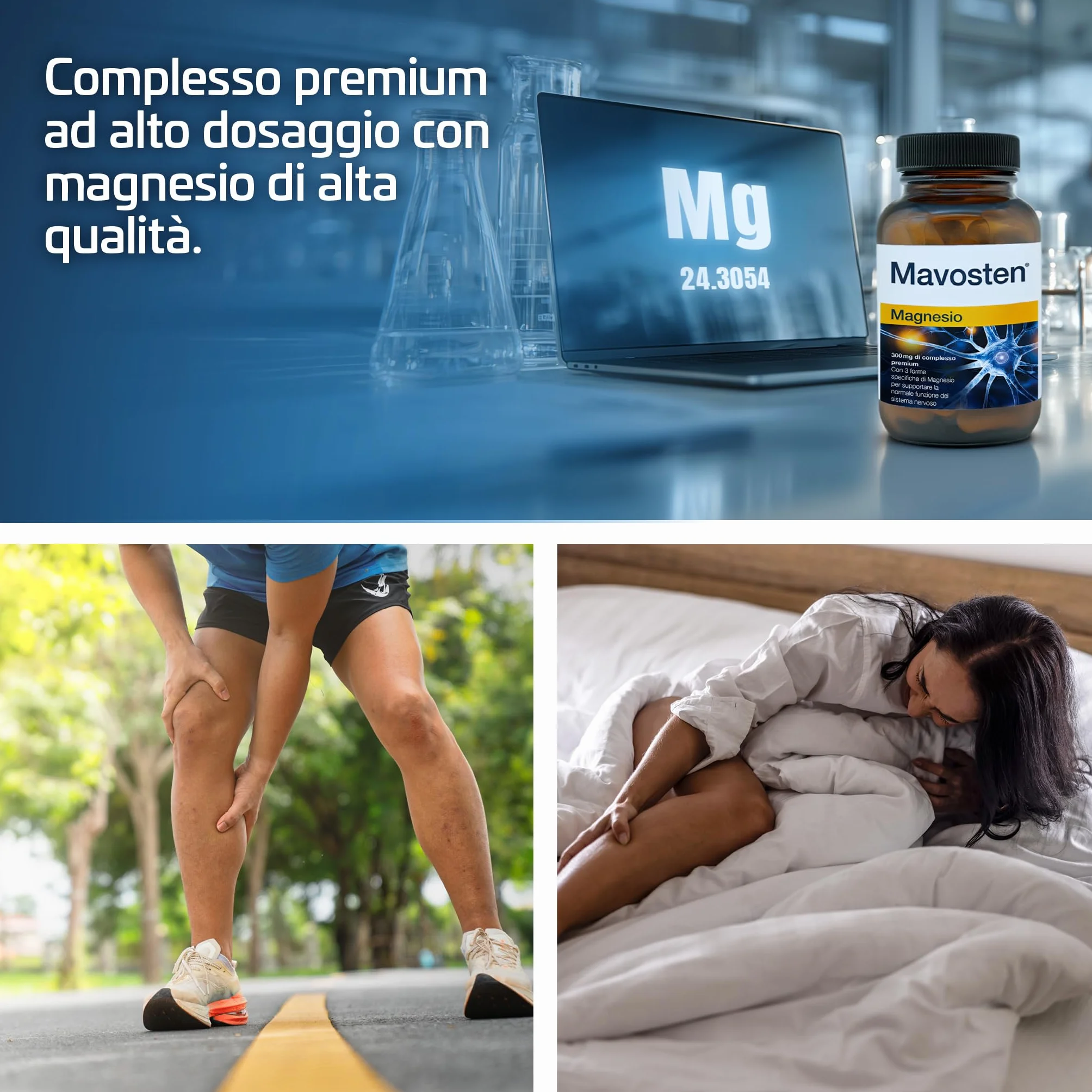 Mavosten® Magnesio [60 capsula] – complesso premium ad alto dosaggio con magnesio bisglicinato | elevata biodisponibilità | testato in laboratorio | vegano | dallo specialista del sistema nervoso
