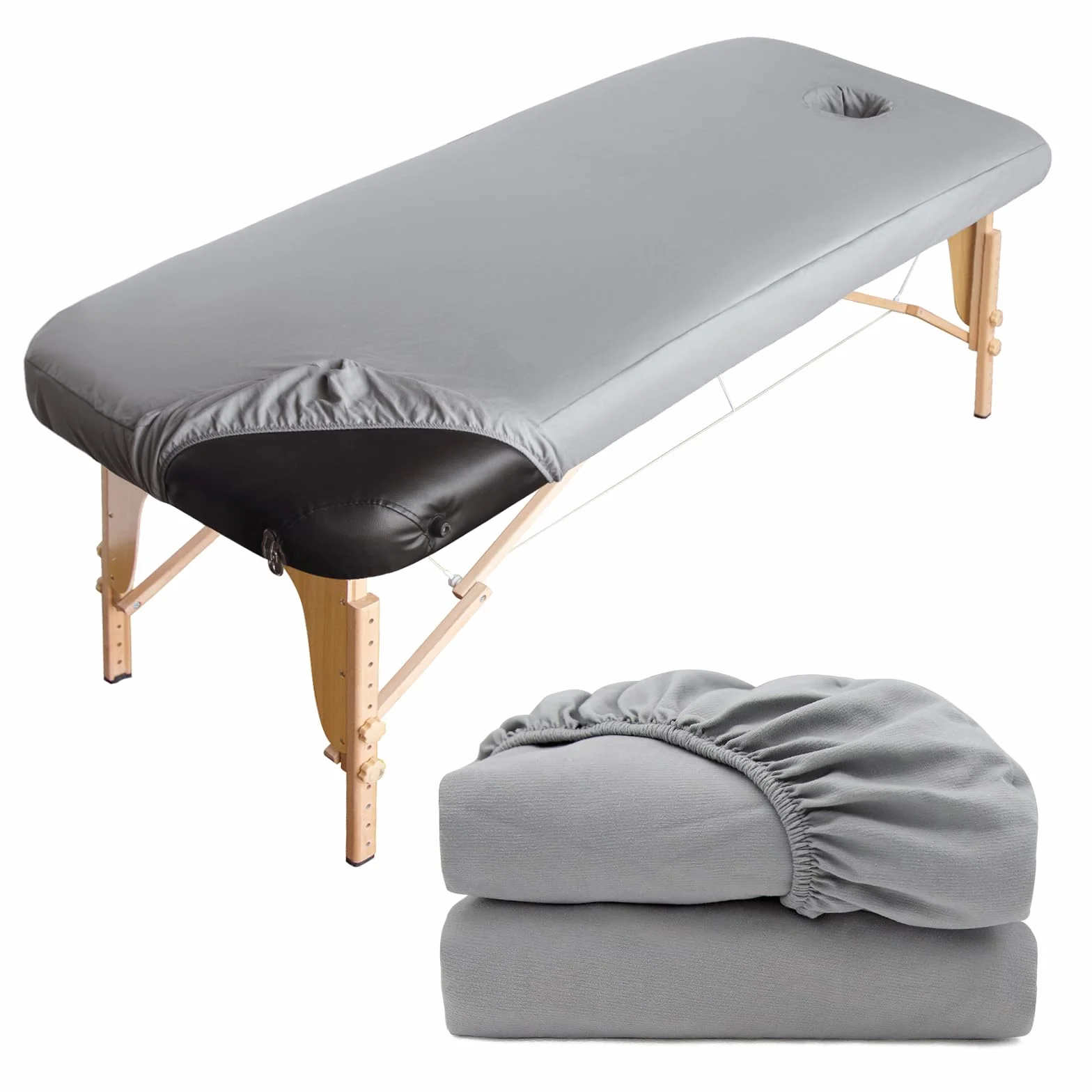 Copertura Protettiva per Lettino da Massaggio 70x190cm Lavabile con Elastici Grigio