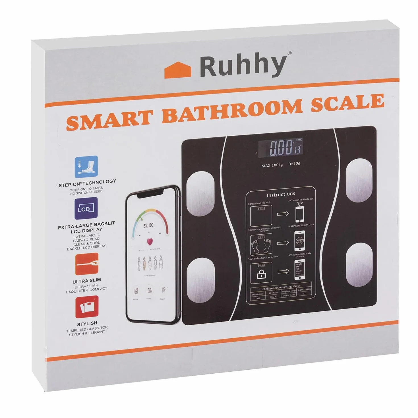 Bilancia pesapersone Bluetooth 180 kg LED Intelligent