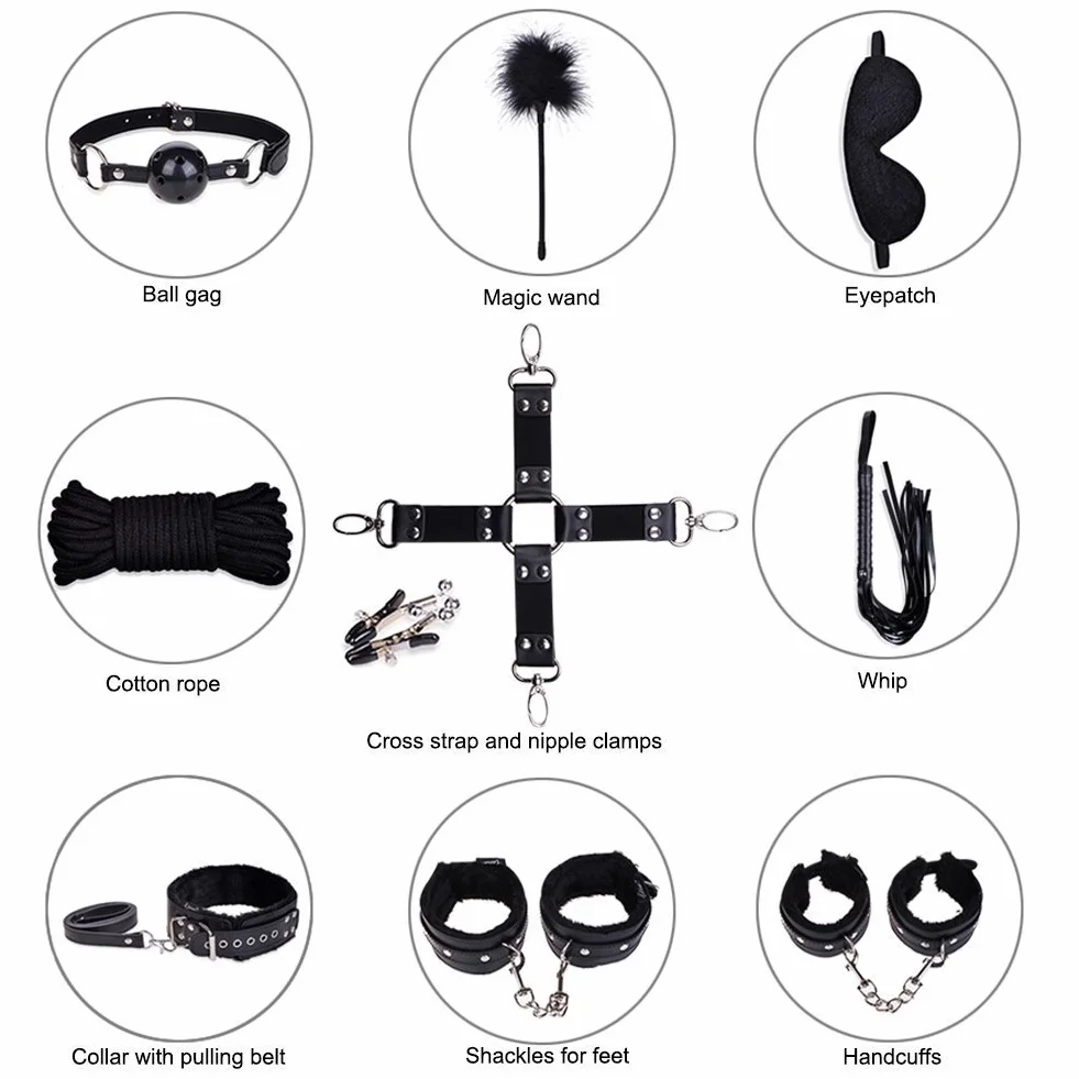 Utimi SM Set Bondage 11 Accessori per Bondage Kit bondage Regolabile per Adulti