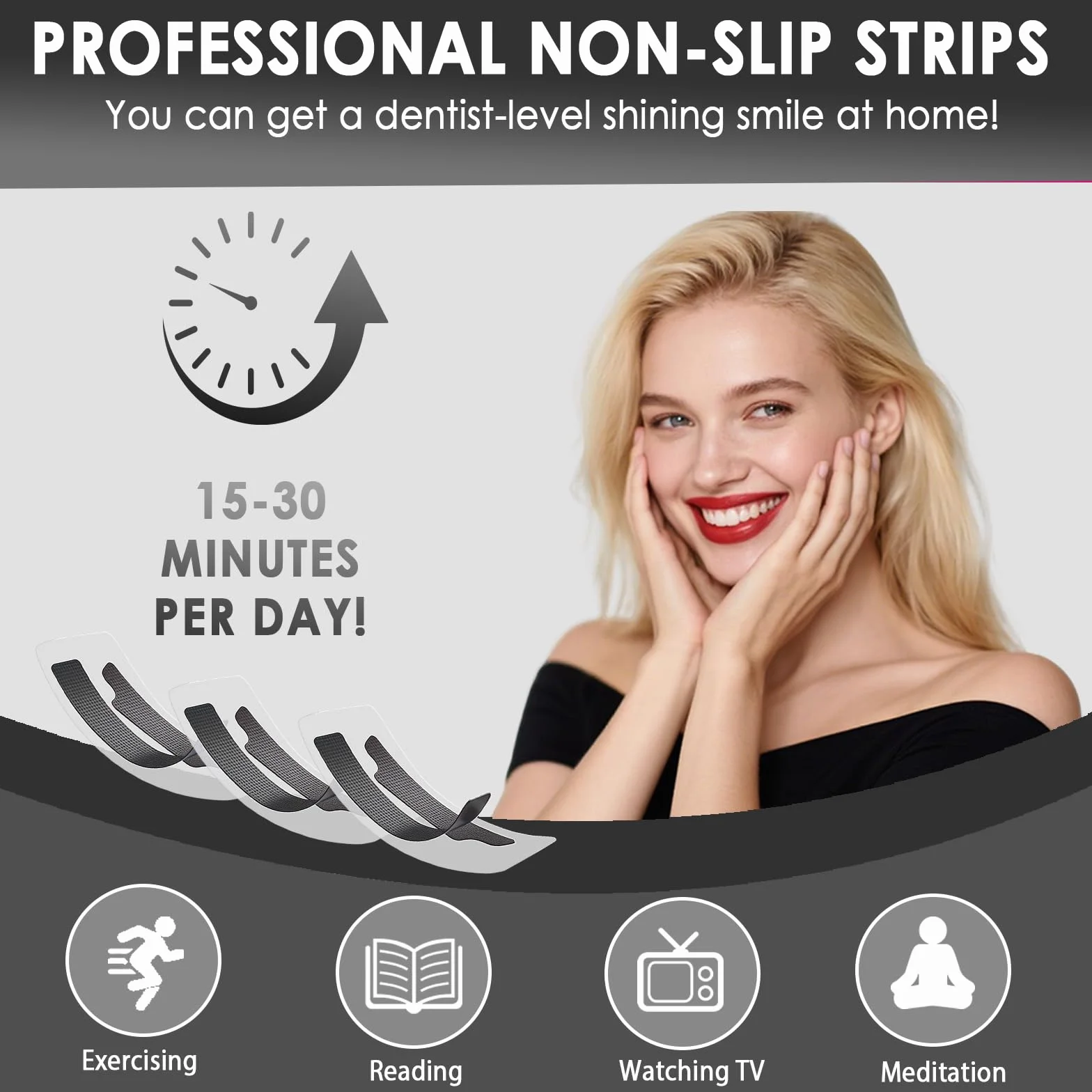 Strisce sbiancanti denti 28 applicazioni,di bambù del carbone di legna sbiancamento dei denti strisce,Sbiancamento Senza Danni,Teeth Whitening Strips, pulizia