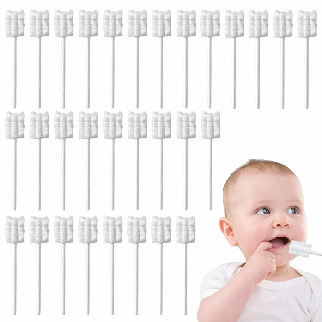 30PCS Baby Lingua Cleaner, Baby Mouth Cleaner Neonato Lingua Cleaning, Usa e Getta, Garza Gomma Cura Dentale per Bambini 0-36 Mesi