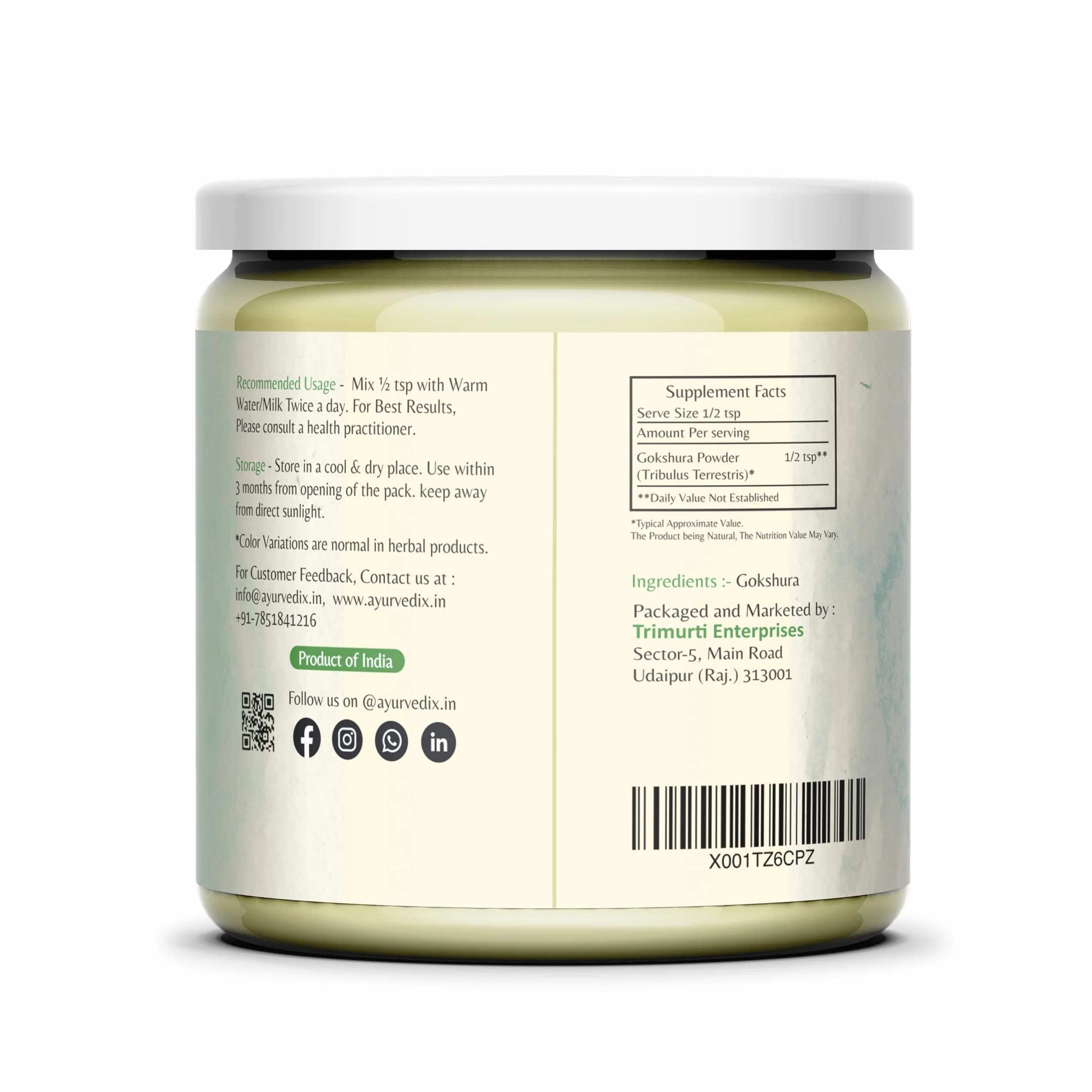 Polvere organica di Gokshura Tribulus Terrestris 200 g