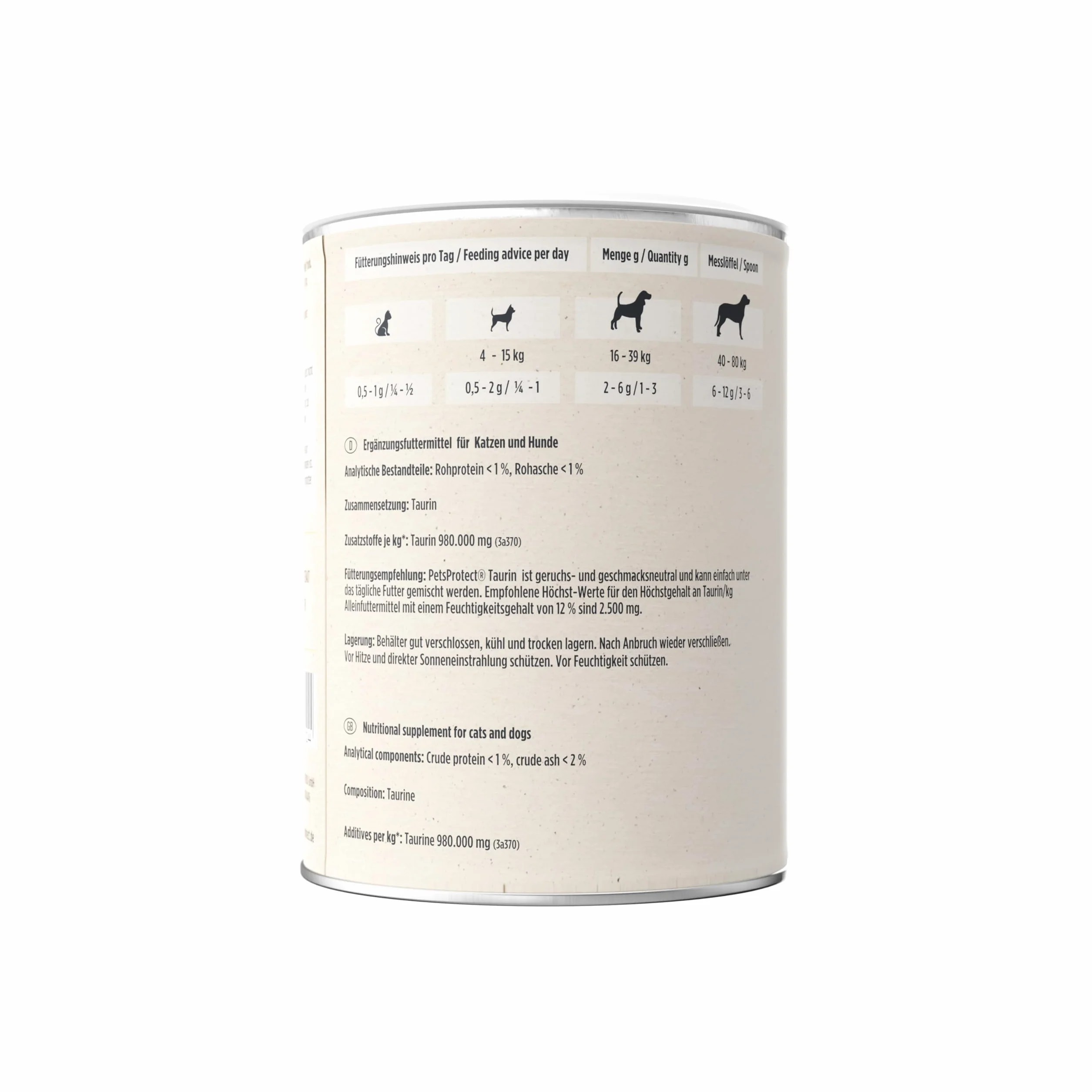 Pets PROTECT Taurine Powder 150 g per Cani e Gatti Supporta la Funzione Oculare e Cardiovascolare
