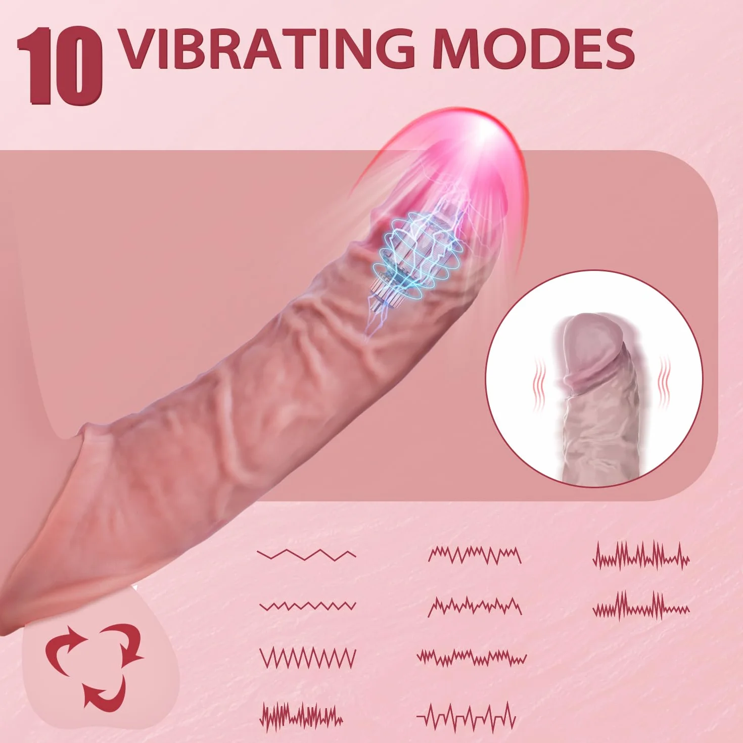 Sexytoysys Coppia Giochi Erotici per Coppie - Sex Toys Guaina Fallica Uomo, Vibratore 10 Modalità Vibrazione, Estensore Pene Prolunga 6CM Anello Vibrante