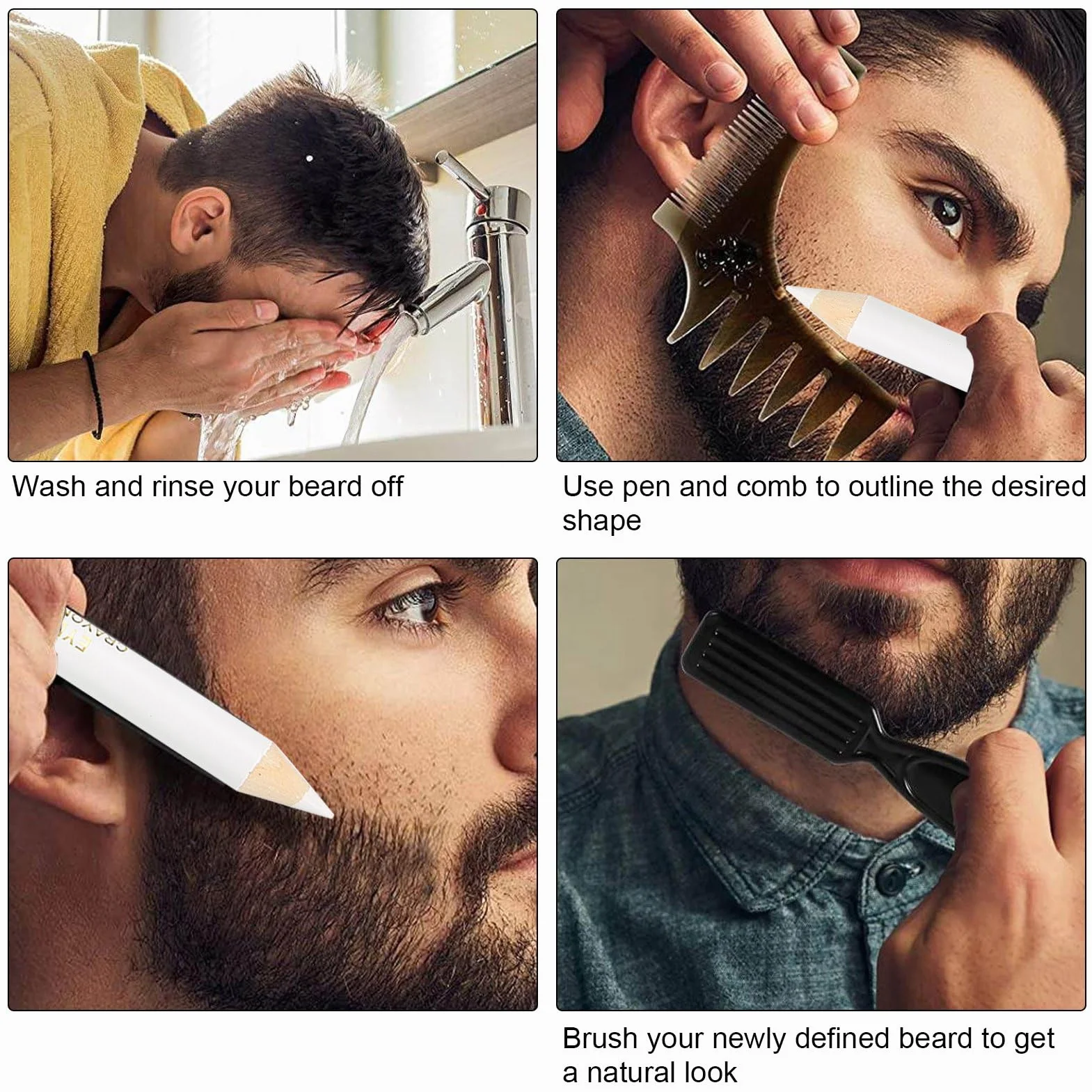 Strumento, Matita Barbiere Bianca, Matita per Barba, Matita per Fodera per Barba Uomo, Matita per Barba Professionale Filler Matita per Barba per Uso Domestico Liner Sha (Bianco)