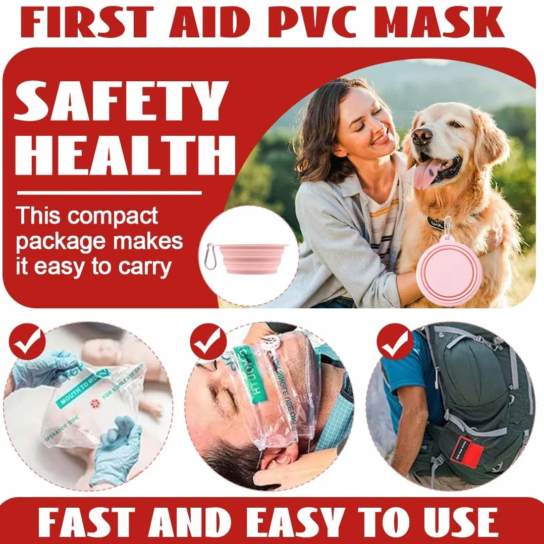 Pocket Mask 10 Pezzi Primo Soccorso Mascherina Respirazione Bocca A Bocca 5X5.5 Cm Rosso