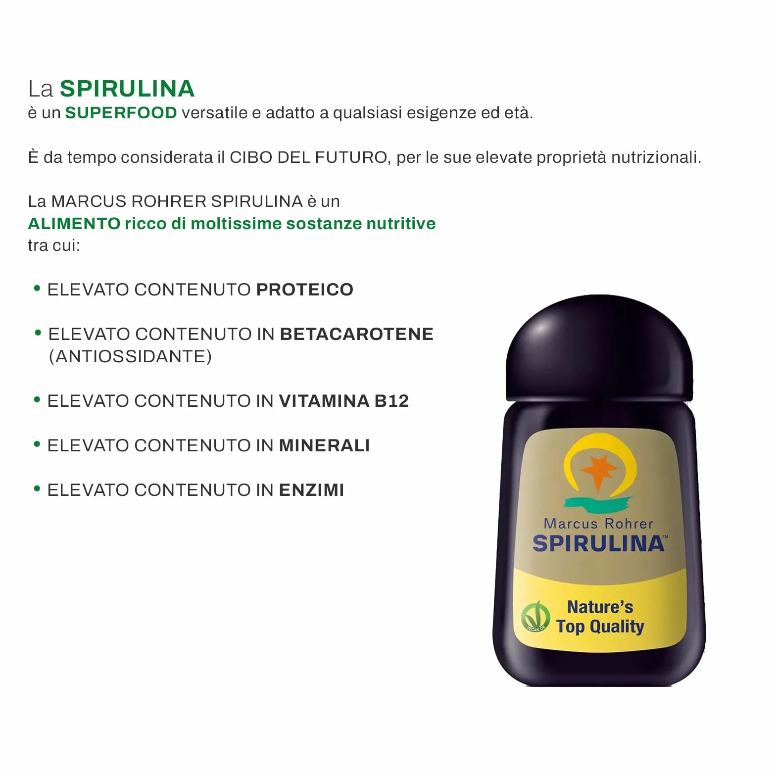 MARCUS ROHRER SPIRULINA delle Hawaii 180 Compresse Integratore Alimentare Naturale