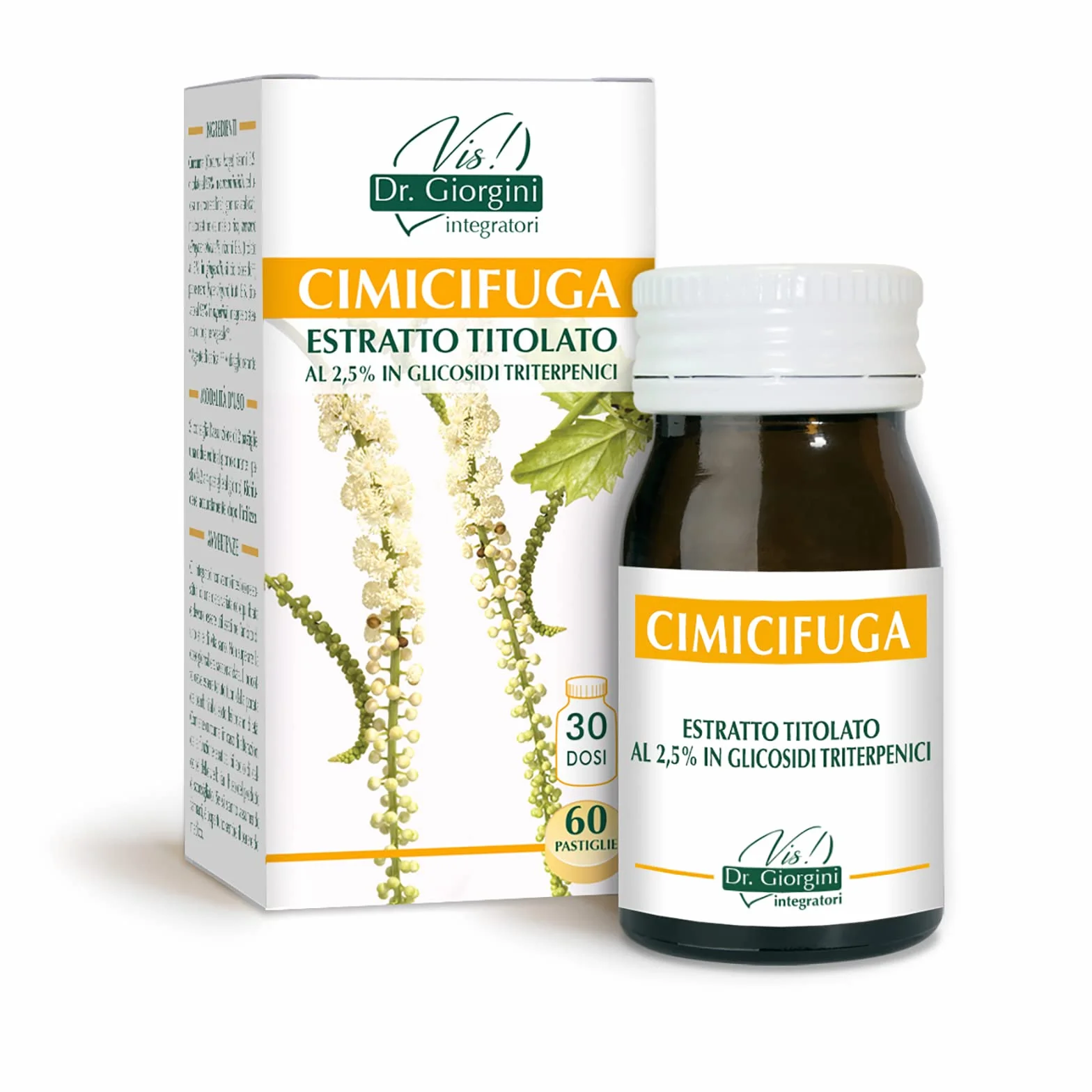 Dr Giorgini Integratore Alimentare Cimicifuga Estratto Titolato 2,5% Glicosidi Triterpenici Pastiglie 30 g