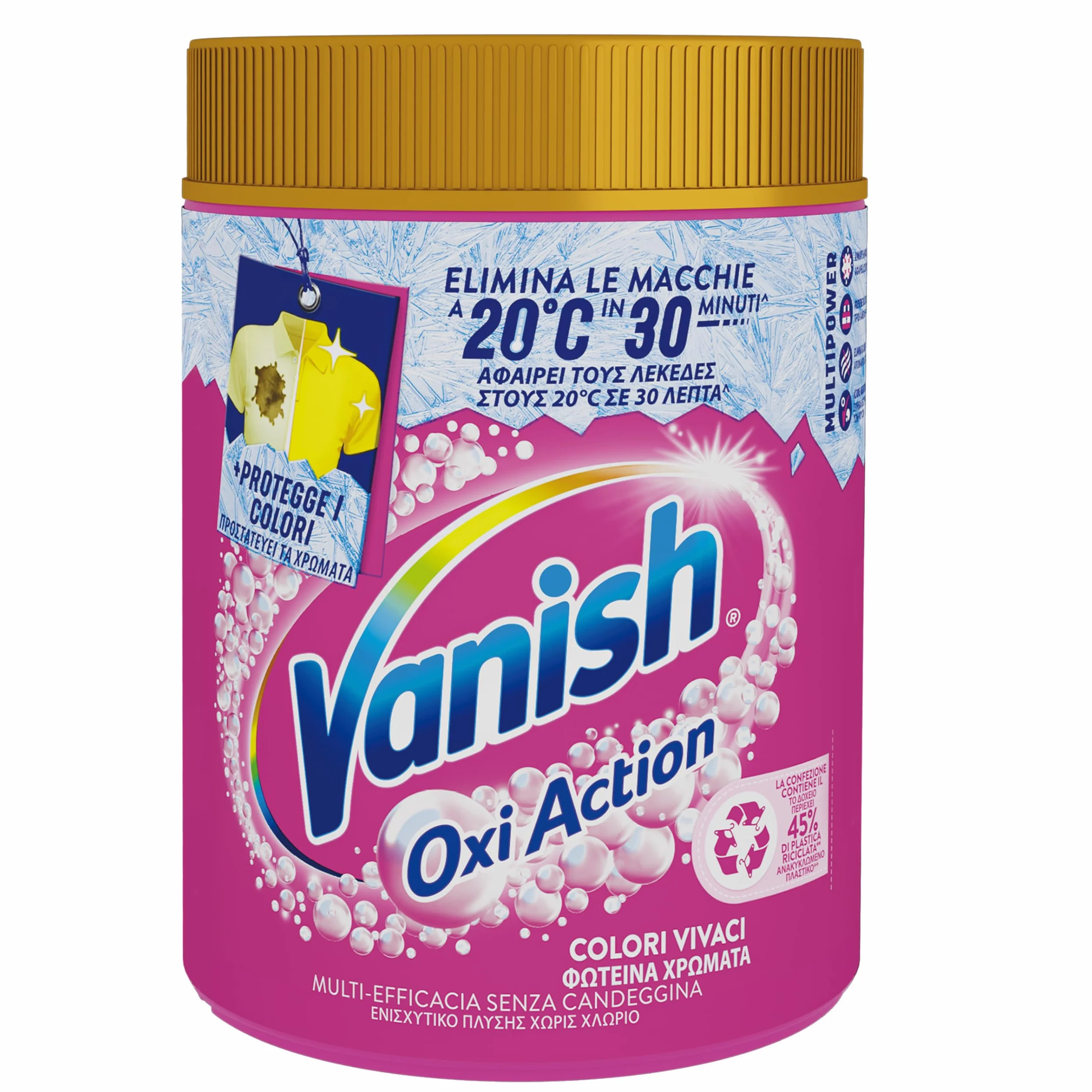 Vanish Oxi Action Multipower Polvere Rosa, Smacchiatore per Capi Colorati, 1 Confezione da 1Kg di Smacchiatore per Bucato, Additivo Lavatrice Multiazione senza Candeggina