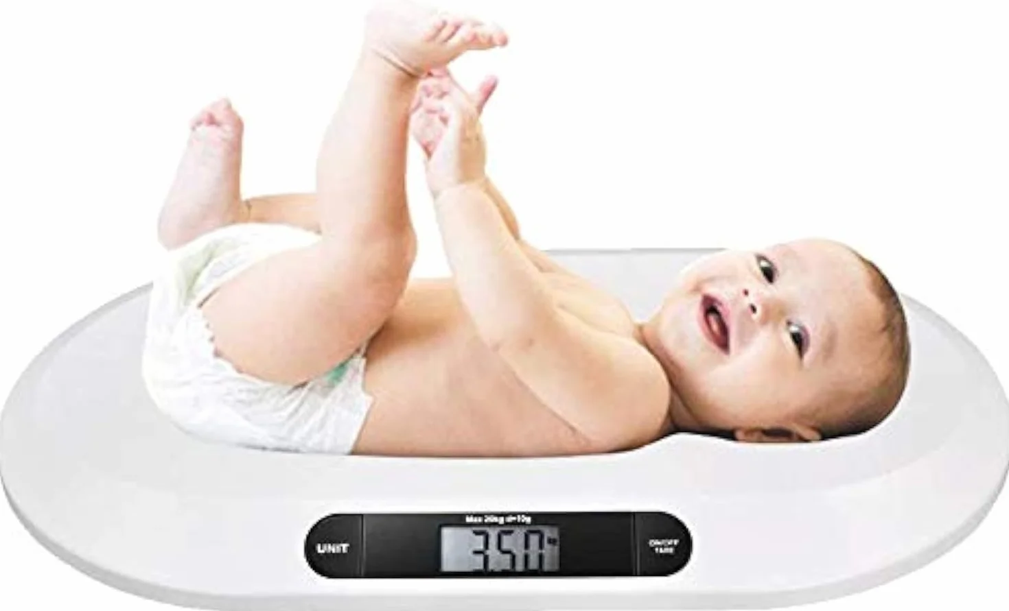 Bilancia Elettronica Pesa Bambini Neonati 20 kg LCD Display Digitale Bianco 55 cm