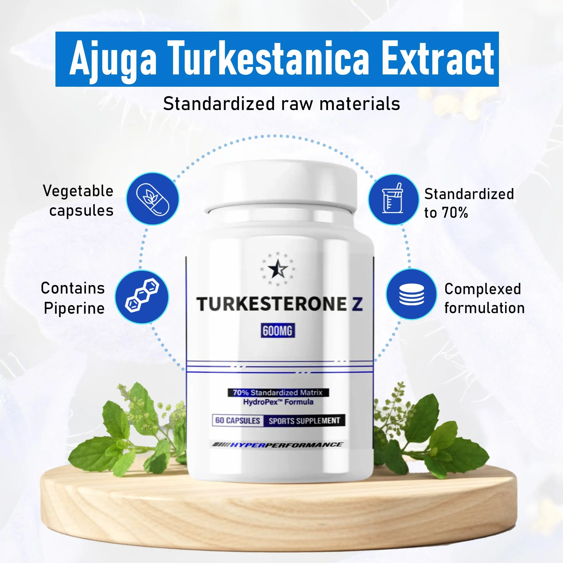 Turkesterone Supreme 70% with HydroPex™ - 60 V-Capsules (600mg) - Apex®
