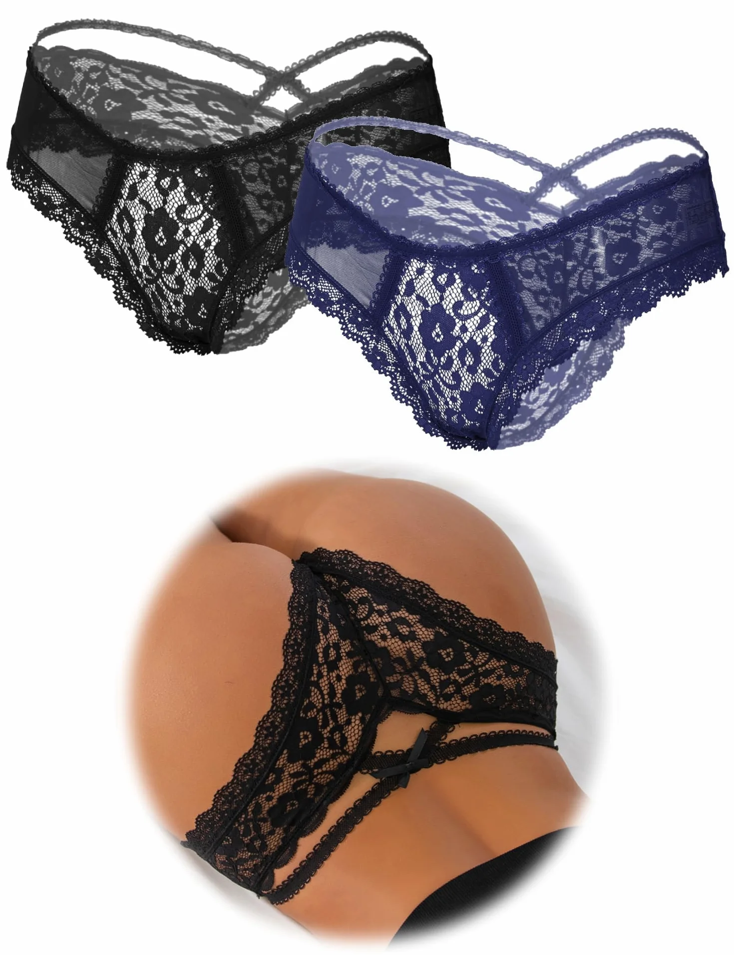 Ohmydear Perizoma Donna Seducente Tanga Sexy 1/2/3 Pezzi Pack Slip Pizzo Vita Bassa Taglia Forti