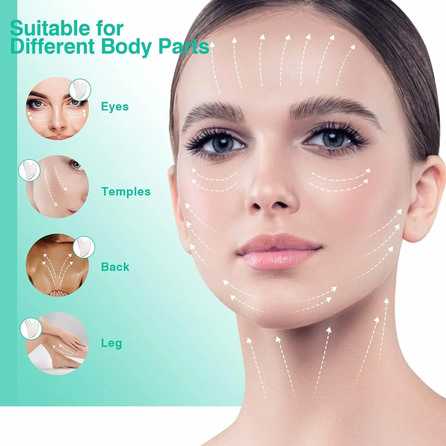 Gua Sha Acciaio Inossidabile GuaSha Viso, Durevole metallo Massaggio Viso Corpo, Antirughe Riduce il Gonfiore Strumento Raschietto per Massaggio
