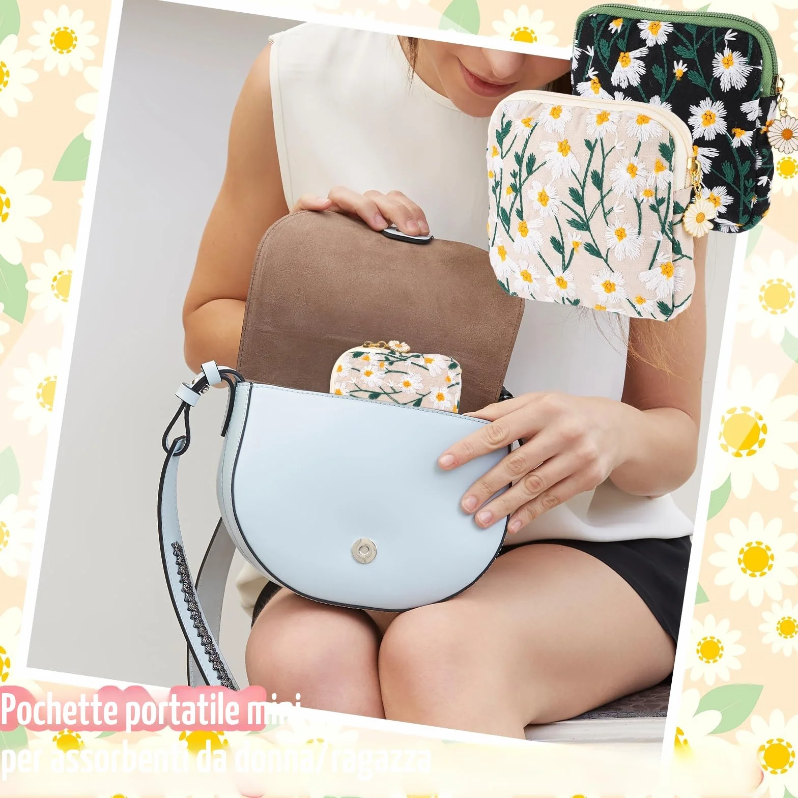 TIESOME Borsa Porta Assorbenti Impermeabile 2 Contenitori per Assorbenti Igienici con Cerniera