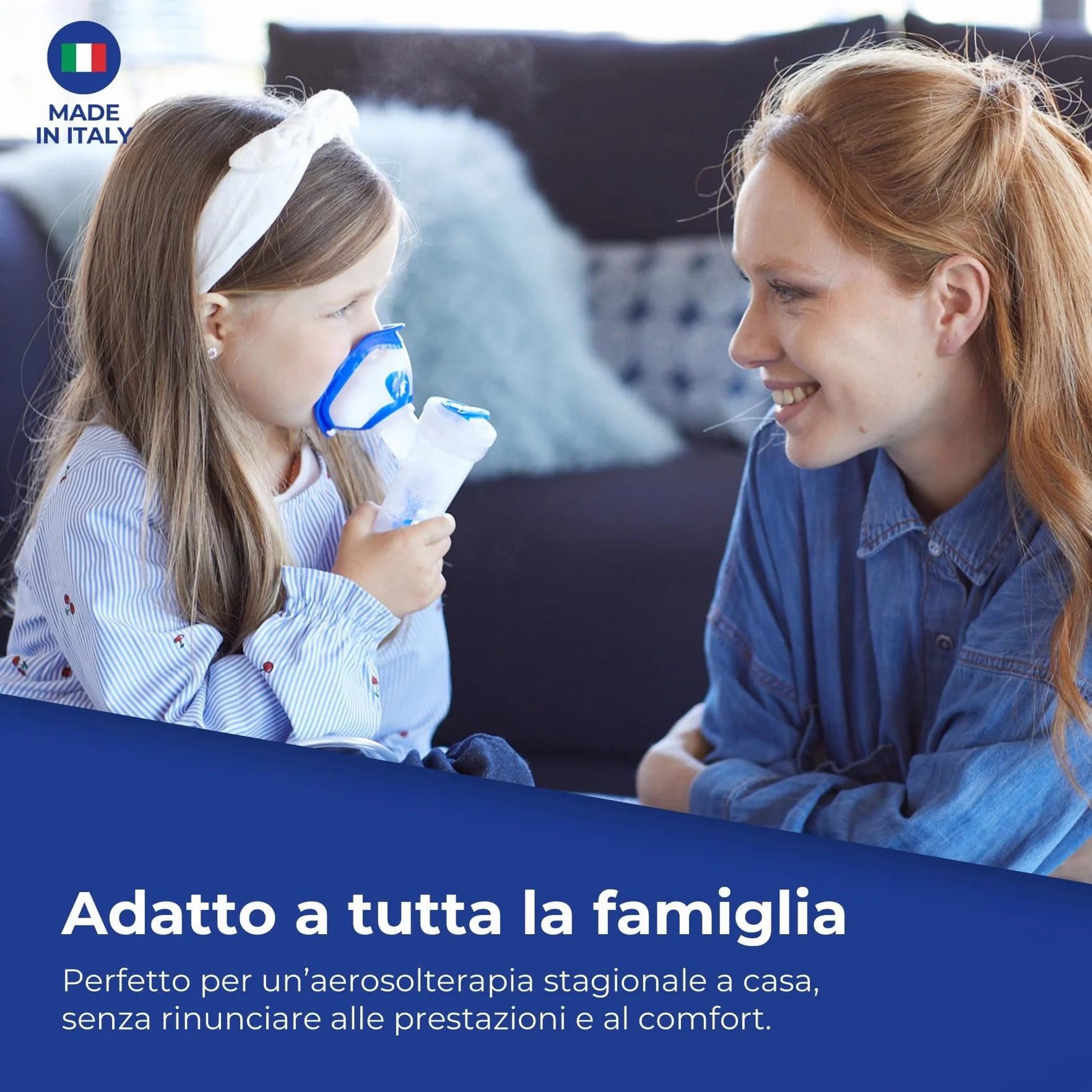 Flaem, Neb-Aid, Aerosol Compatto per le Basse Vie Respiratorie, Macchina Aerosol Adulti e Bambini Certificata con Mascherine Soft Touch e Filtro dell’Aria, Made in Italy