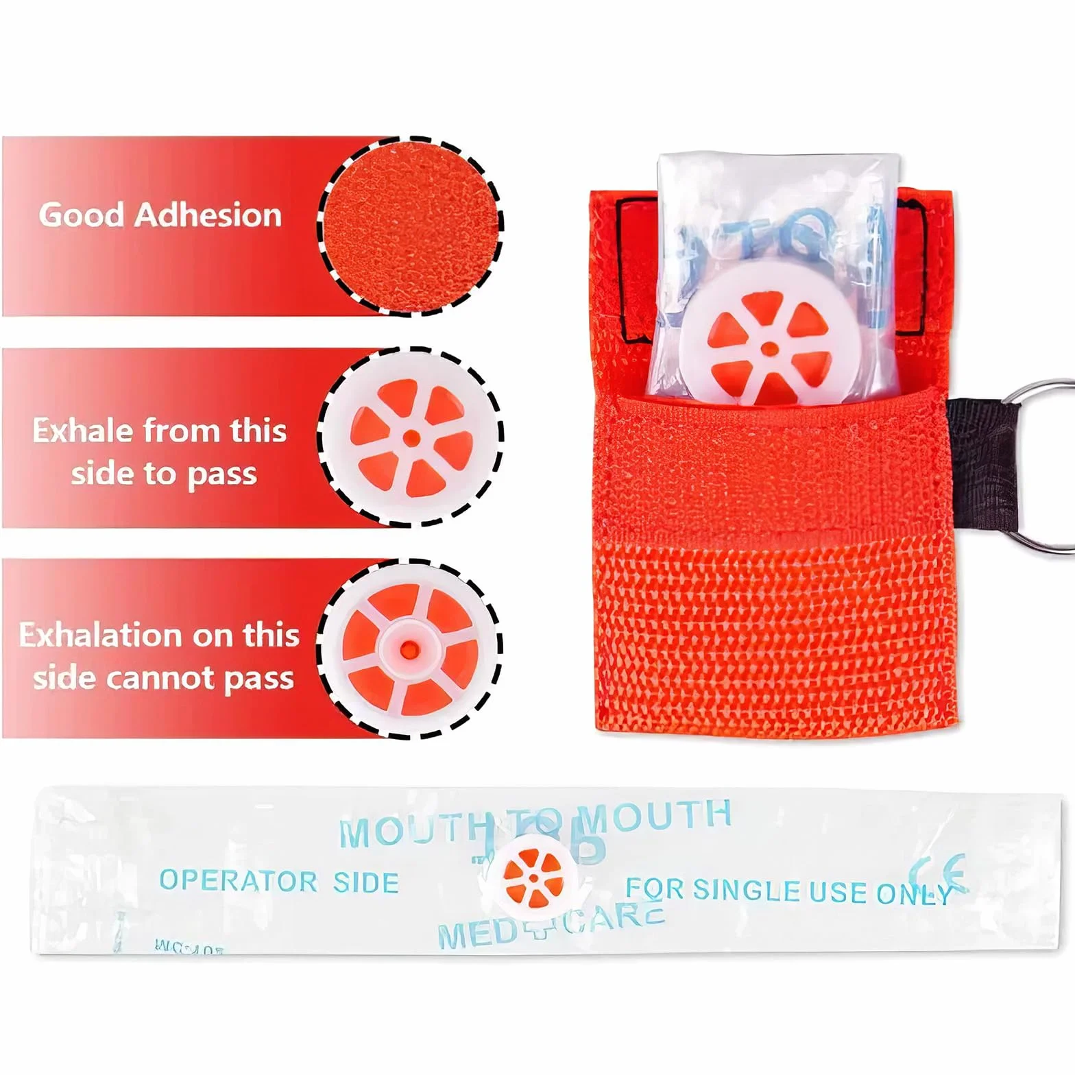 Maschera di respirazione Primo Soccorso 4 PCS CPR Face Shield Adulti Bambini Emergenza