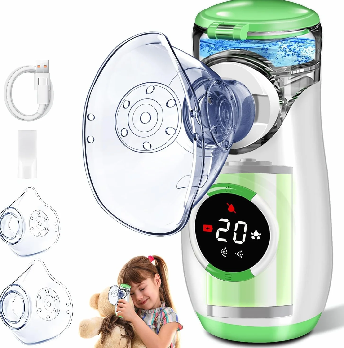 Aerosol Portatile Silenzioso con Display Digitale, Macchina Aerosol per Adulti e Bambini