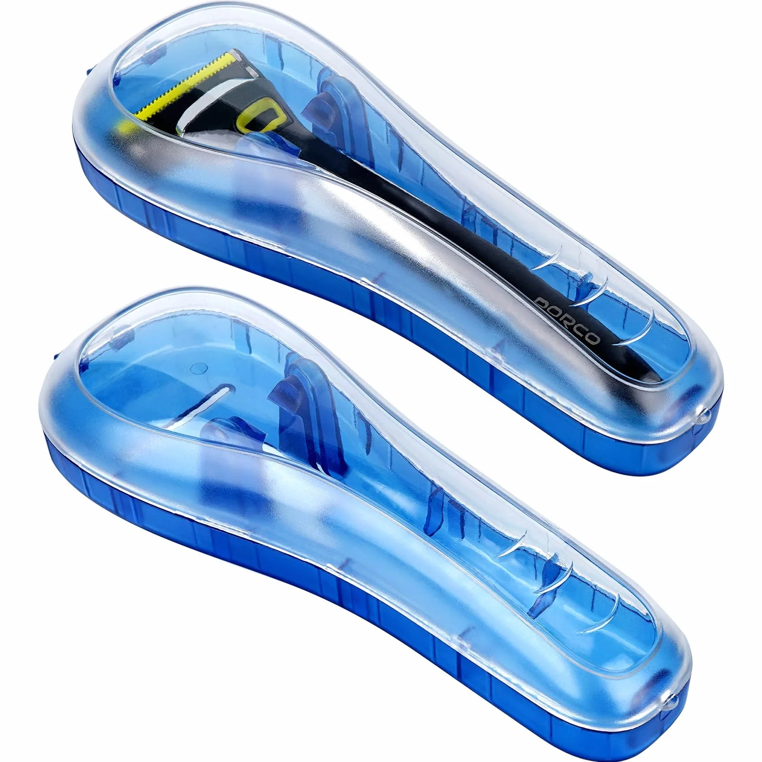 Linkidea 2 custodie rigide per rasoio, portatili e da viaggio, compatibili con Fusion 5 ProGlide, Sensor 3, SkinGuard, Pace 6 Pro (Blu)