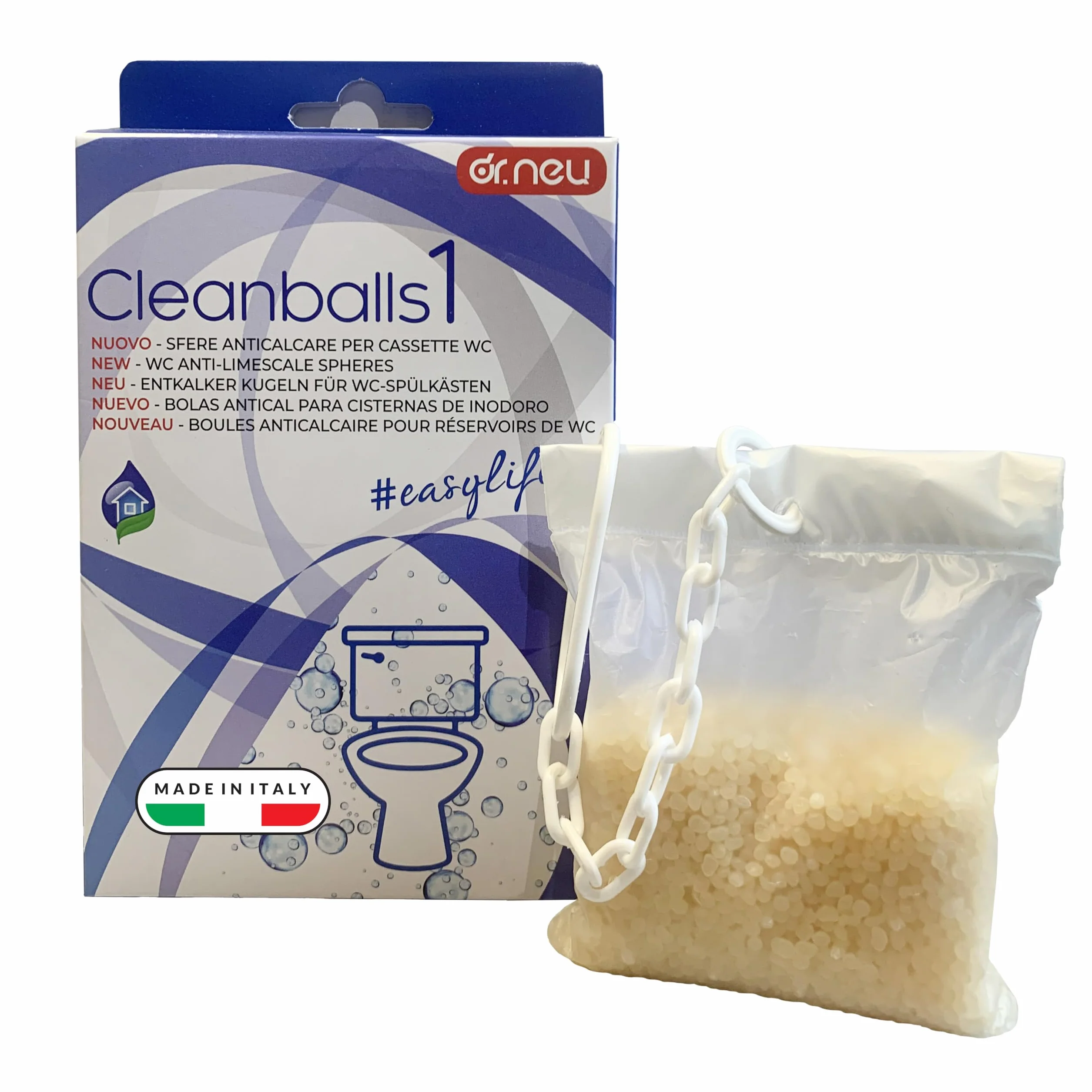 DR. NEU Cleanballs Sfere Anticalcare per Cassetta WC Esterna e da Incasso, Durata 6 Mesi