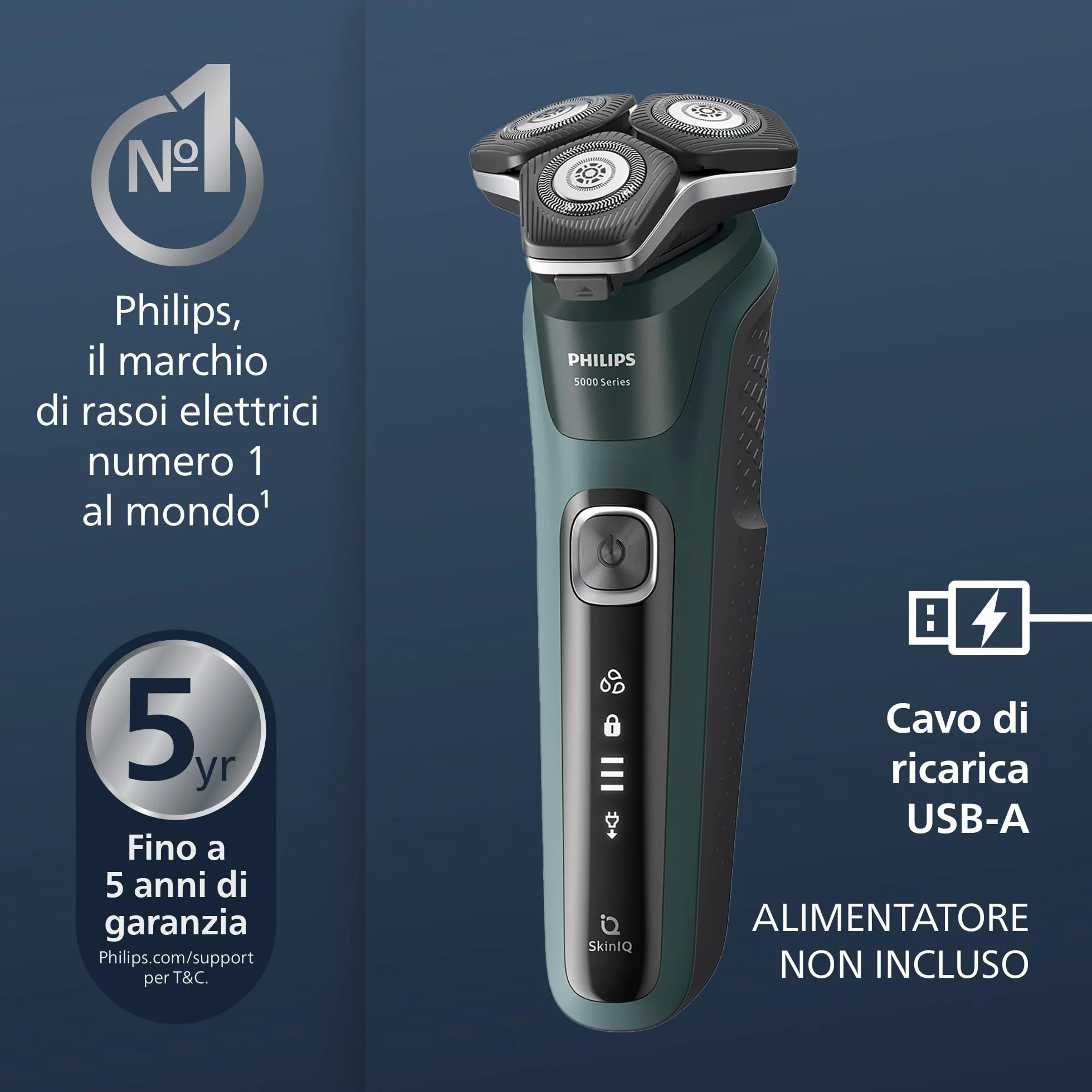 Philips Rasoio Elettrico Serie 5000 SkinIQ Wet&Dry S5884/35