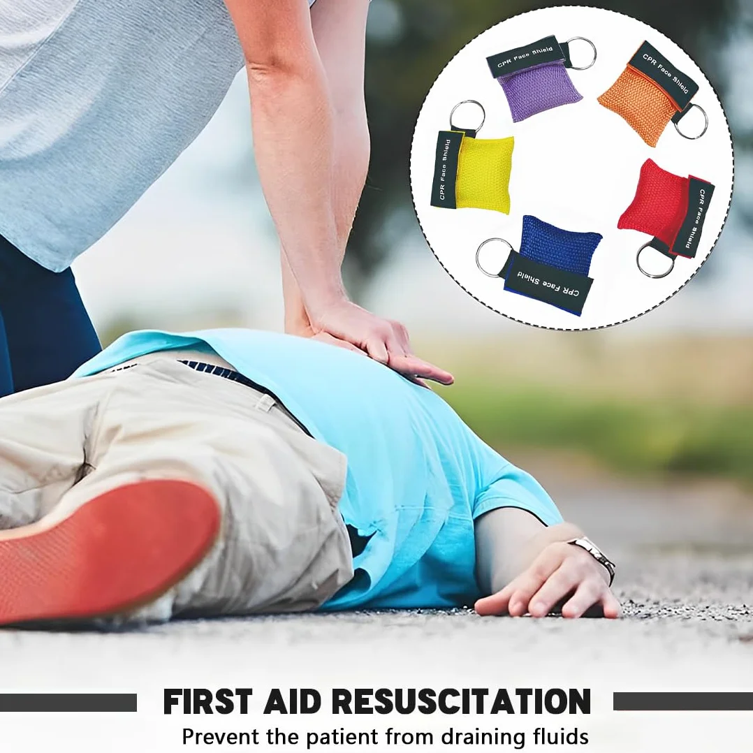 Pronto Soccorso RCP Maschera di Respirazione Portachiavi Face Shield per Adulti e Bambini Panno di Emergenza