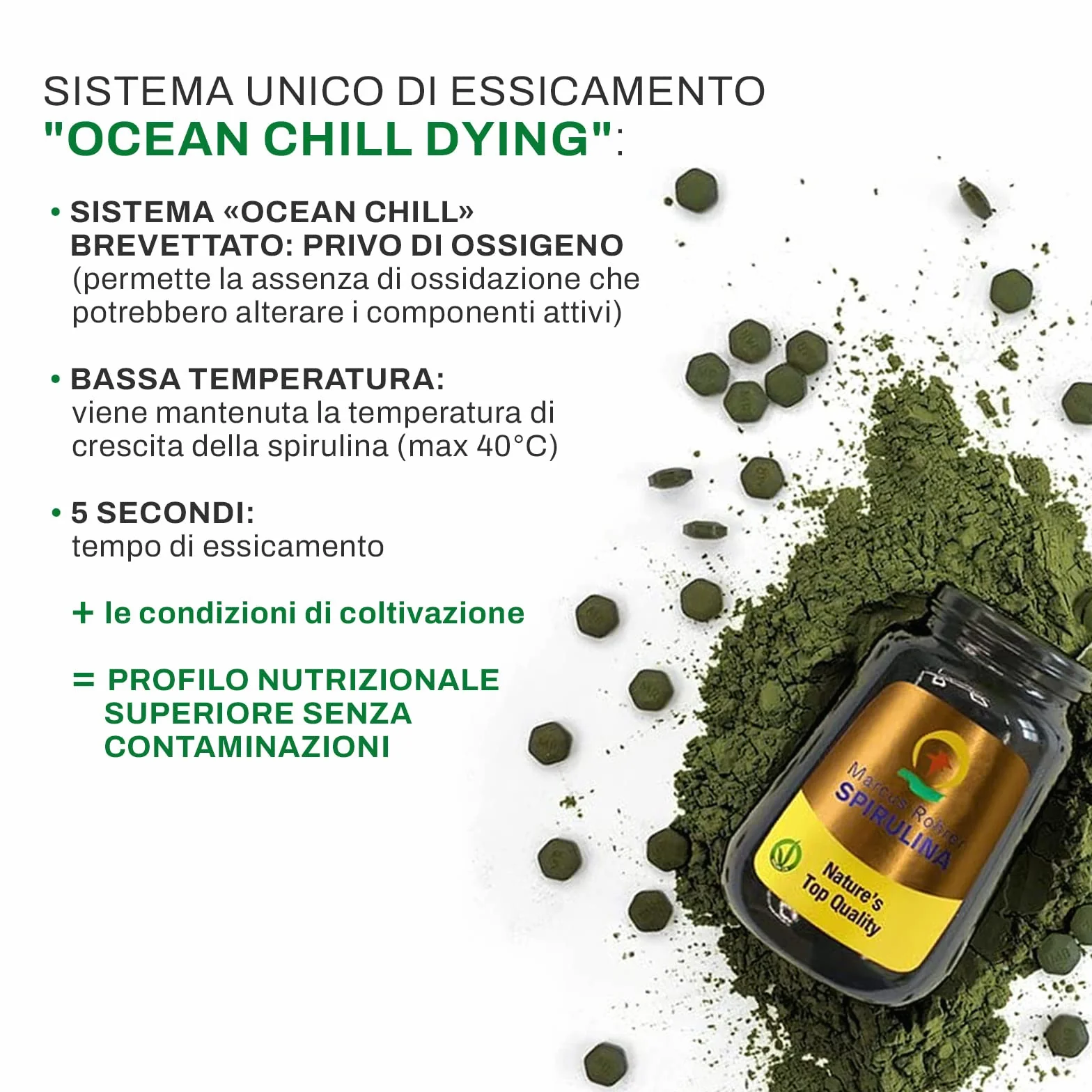MARCUS ROHRER SPIRULINA delle Hawaii 180 Compresse Integratore Alimentare Naturale