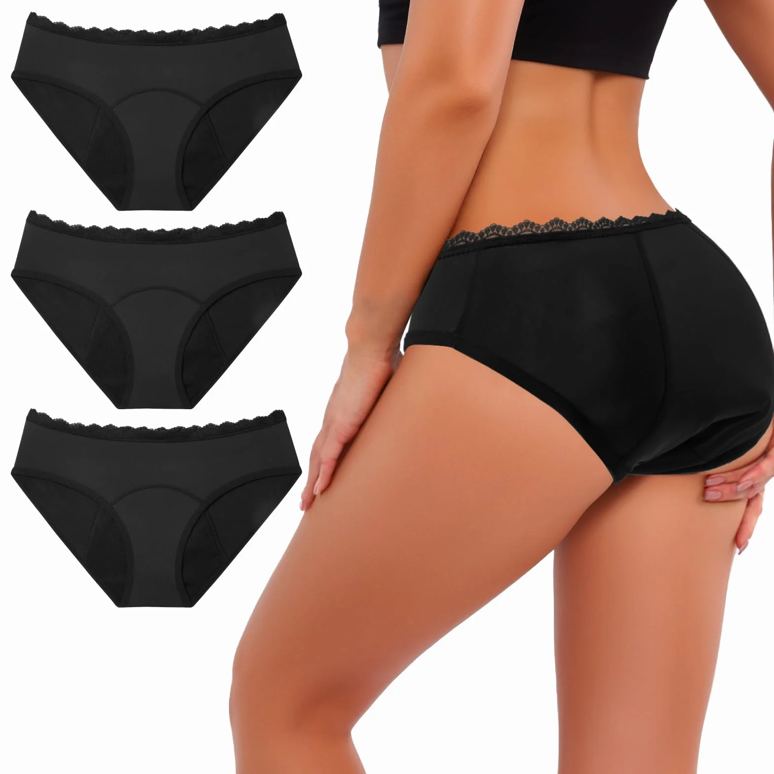 Mutande Assorbenti Mestruali, 25ML Assorbenza, Slip Mestruale a Prova di Perdite a 4 Strati per Periodo, Postpartum, Recupero, Intima Mestruale con Borsa per la Biancheria