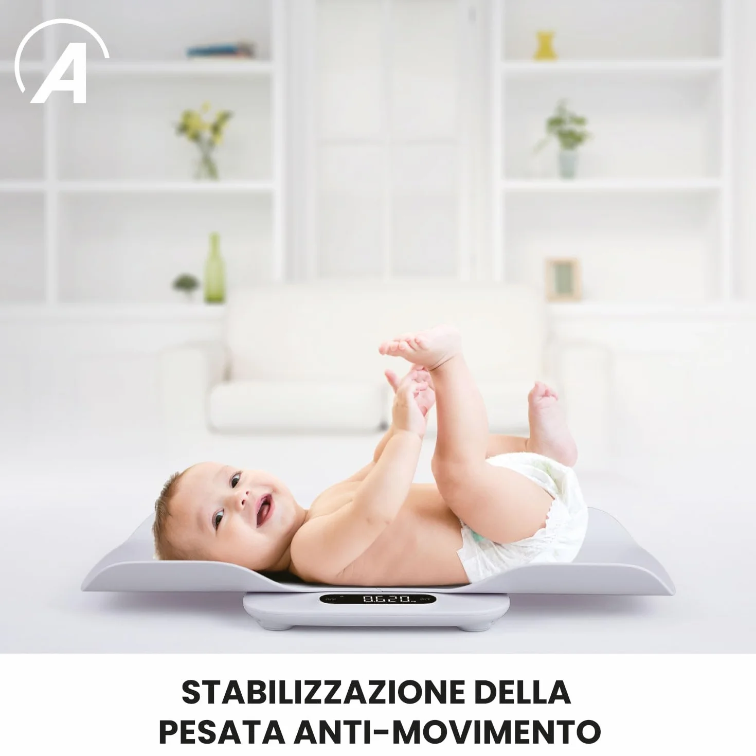 Ardes GROWY Bilancia Digitale Multifunzione per Neonati, Bambini, Adulti e Animali con Vassoio Rimovibile, Alta Precisione e Schermo LCD