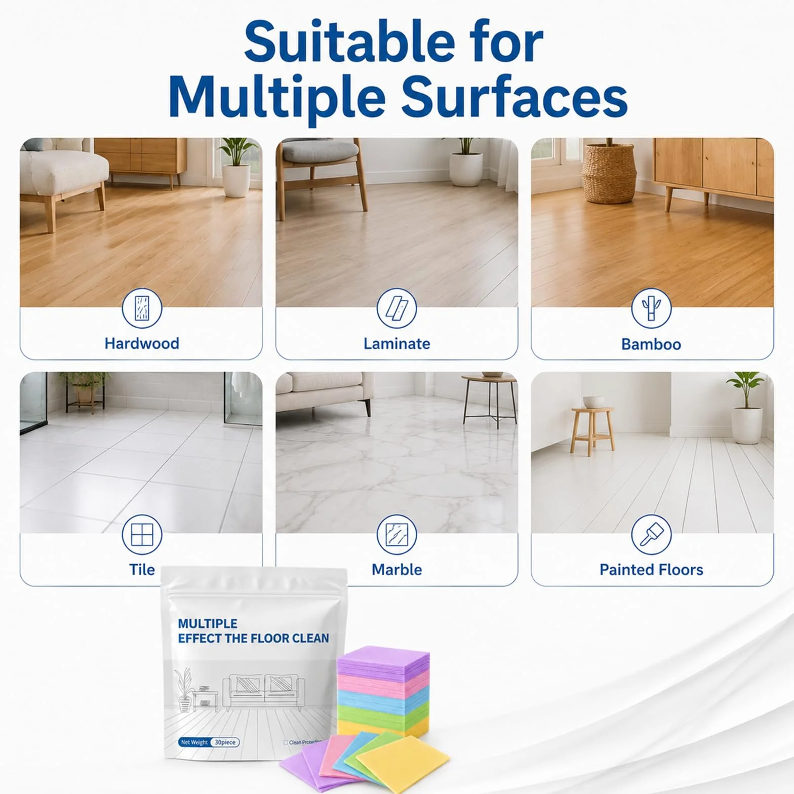 Floor Cleaner Tablets Multi-Surface No-Rinse Concentrated for Hardwood Tile 100PCS